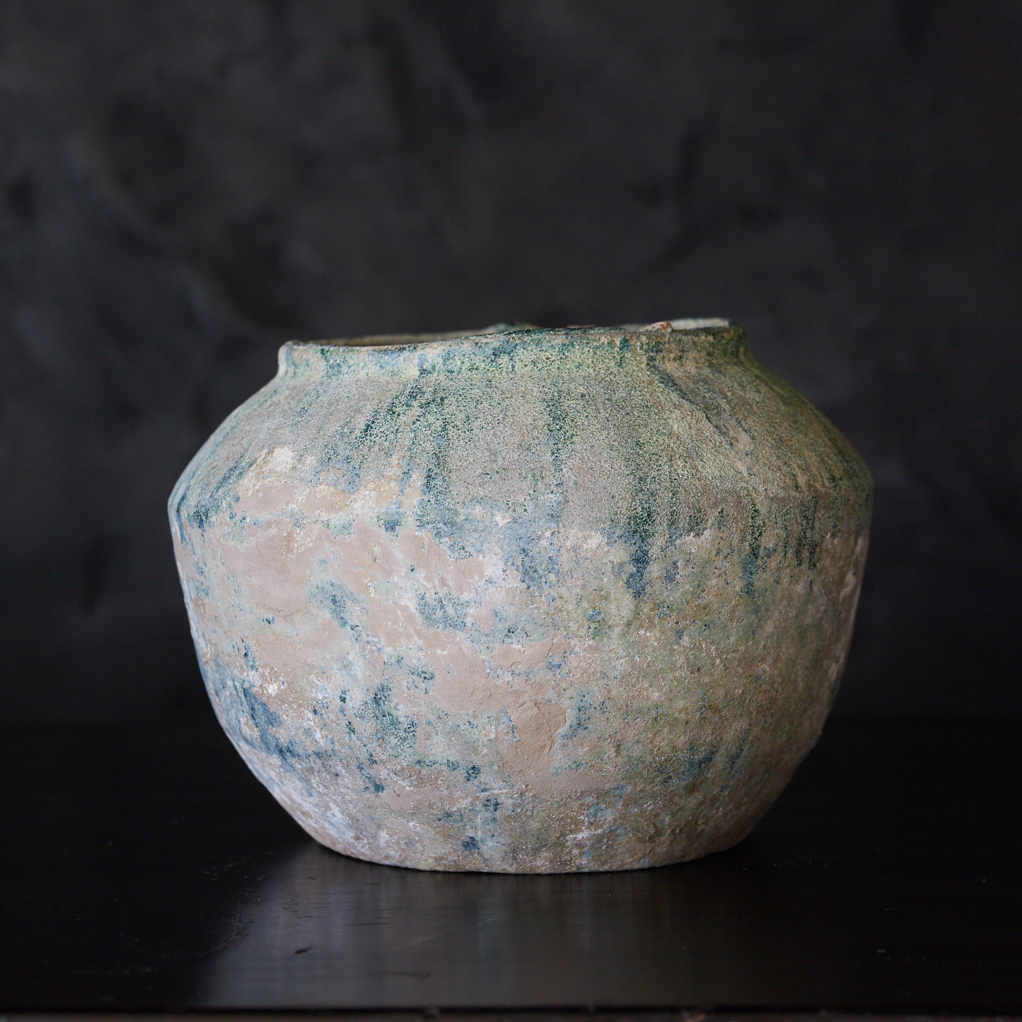 SMALL JAR, Iridescent green-glazed, Han Dynasty（206BCE–220CE）