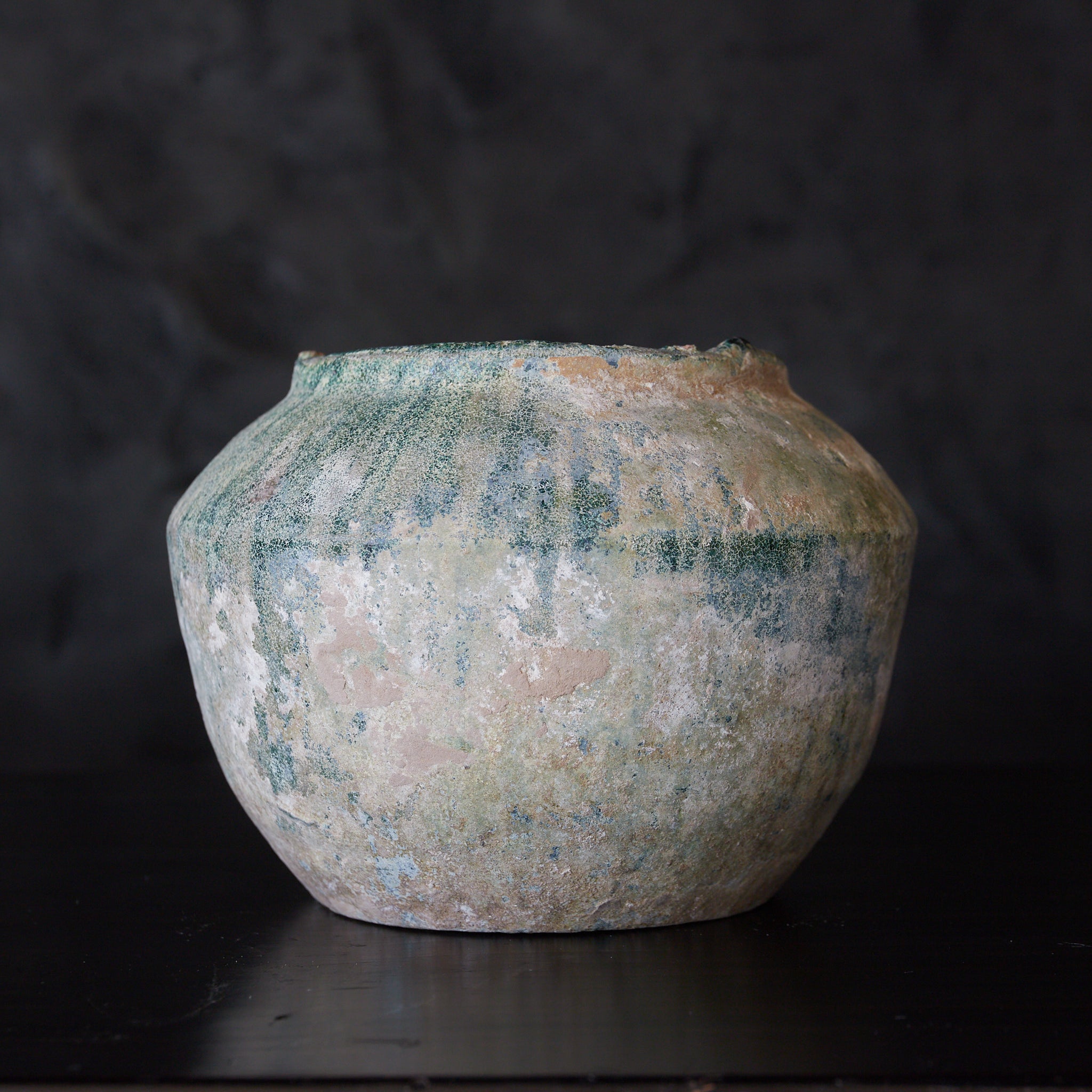 漢代 銀化緑釉小壷（206BCE–220CE） | 入蘆花（ロカニイル）