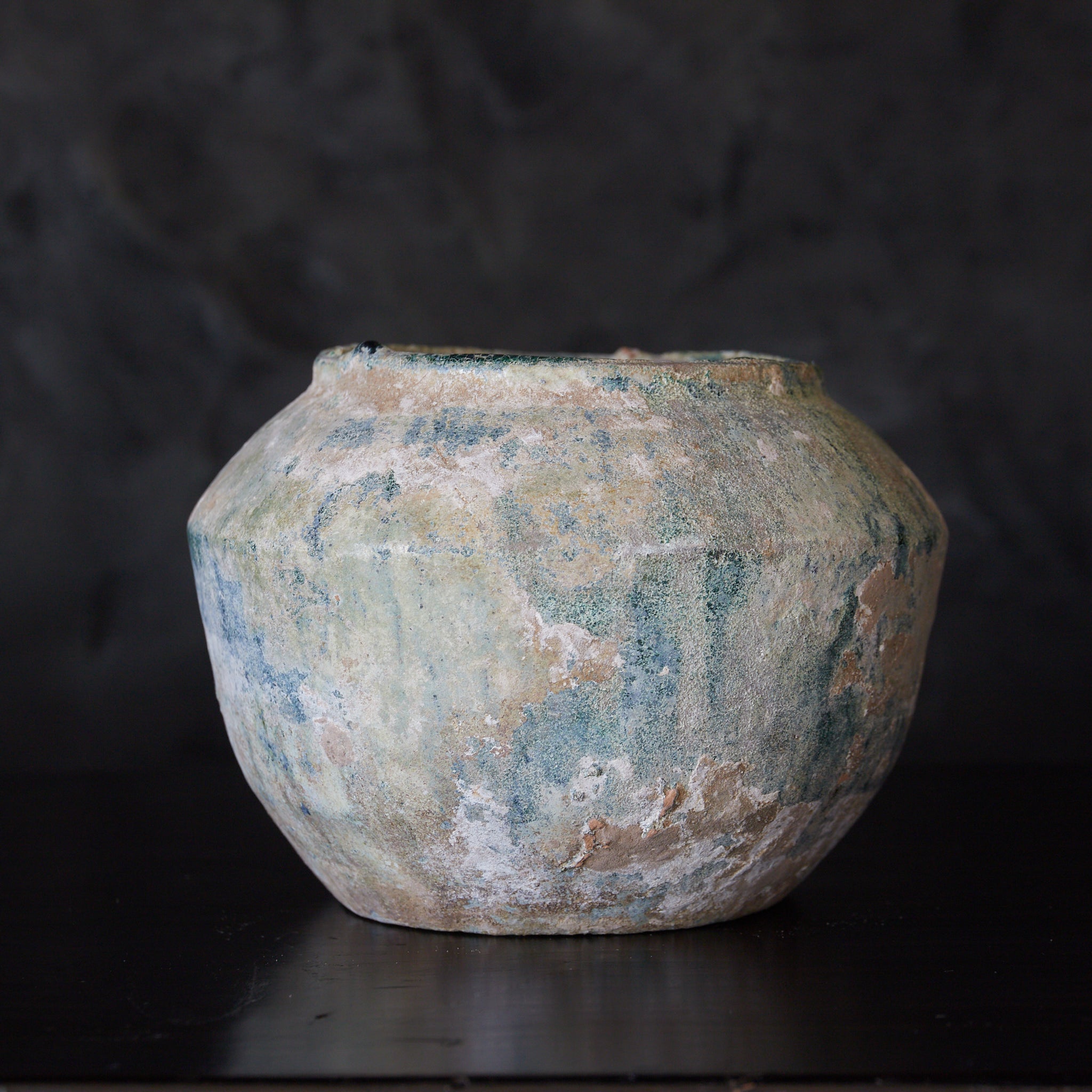 SMALL JAR, Iridescent green-glazed, Han Dynasty（206BCE–220CE）