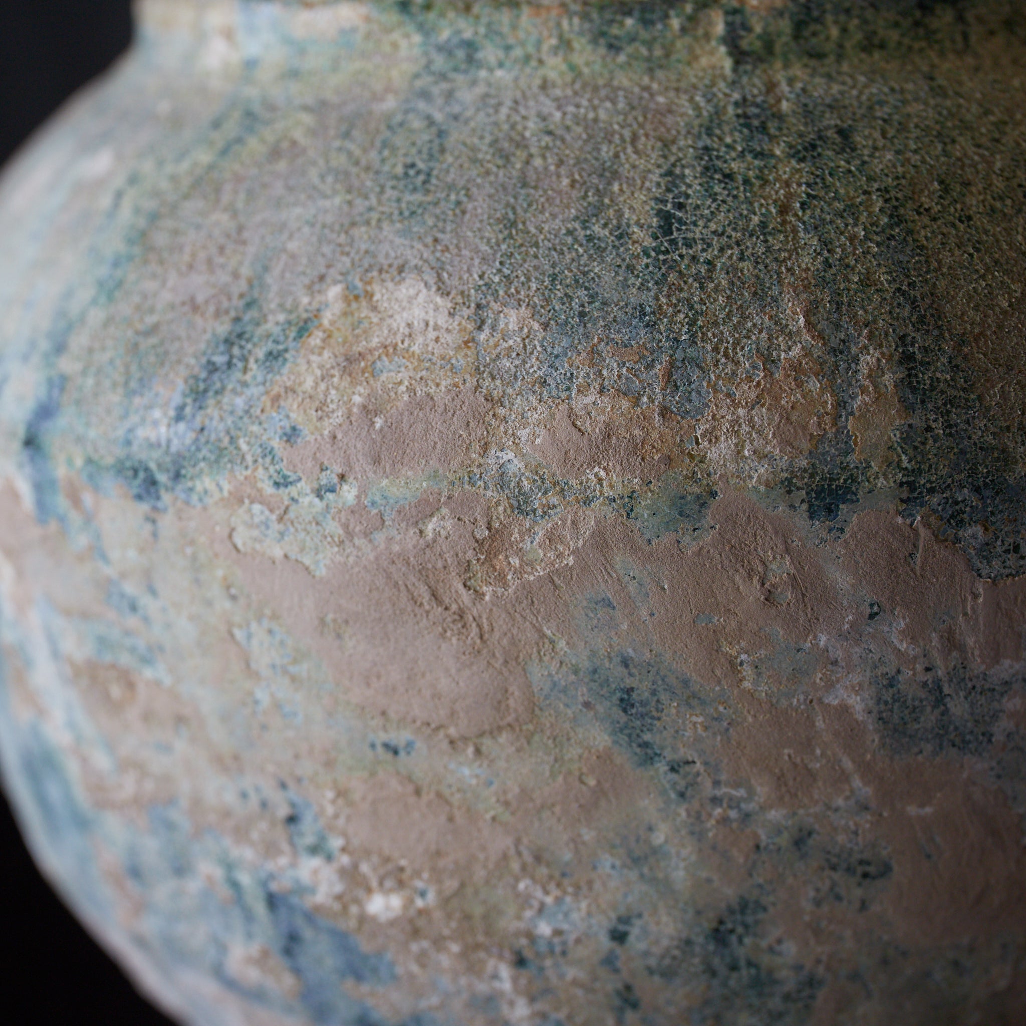 SMALL JAR, Iridescent green-glazed, Han Dynasty（206BCE–220CE）