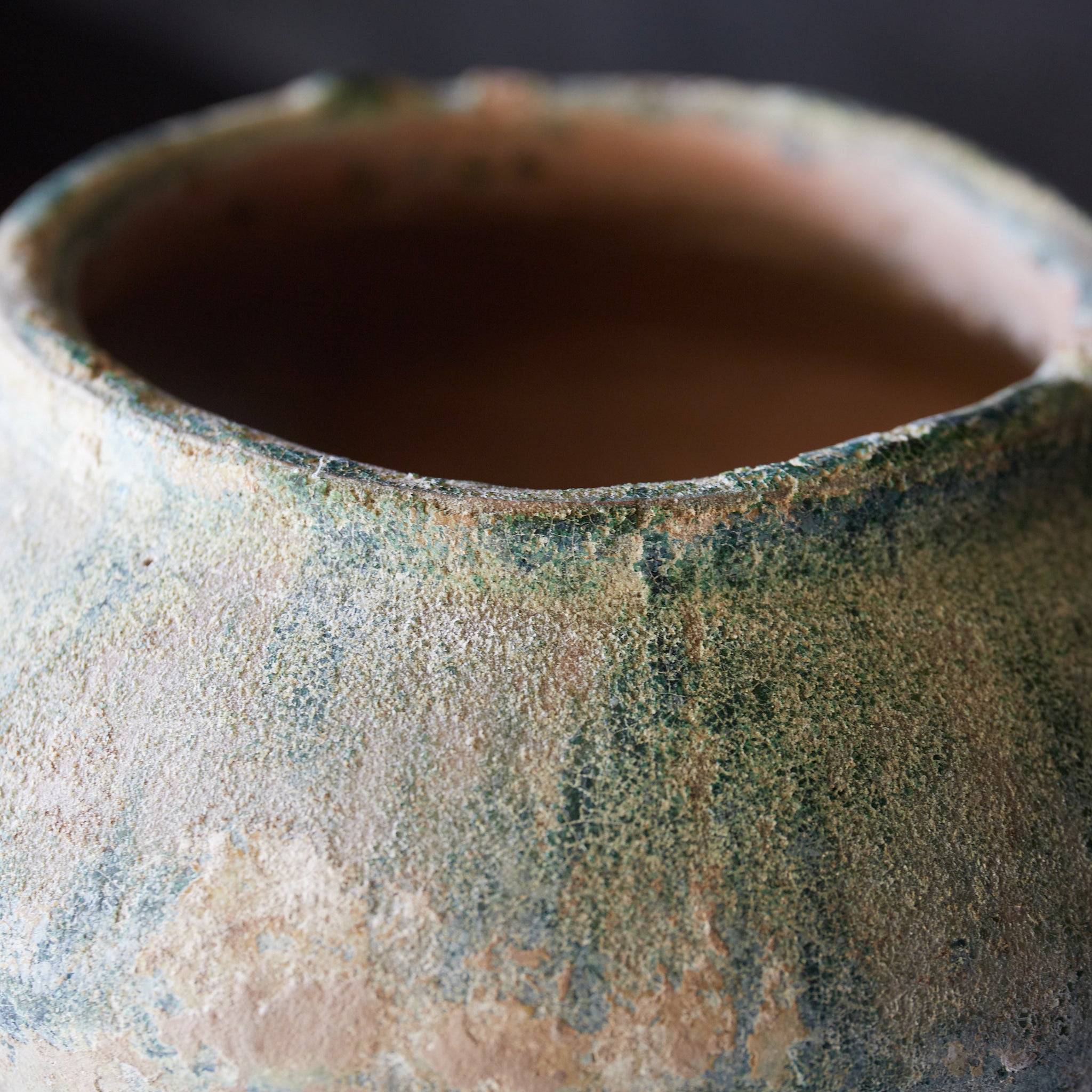 SMALL JAR, Iridescent green-glazed, Han Dynasty（206BCE–220CE）