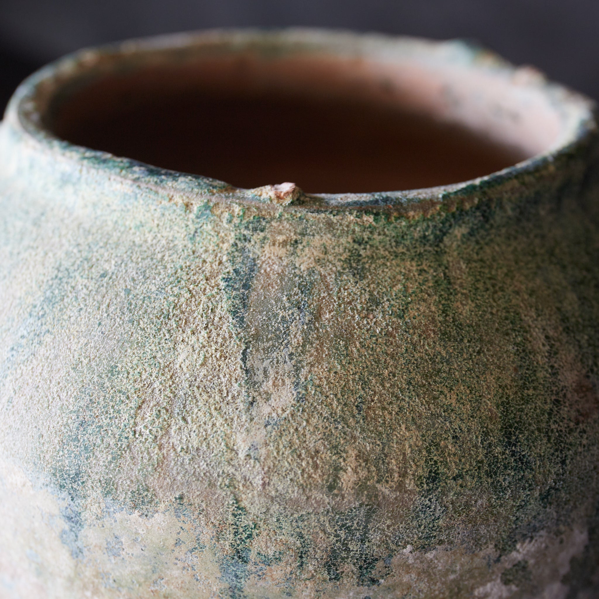 SMALL JAR, Iridescent green-glazed, Han Dynasty（206BCE–220CE）