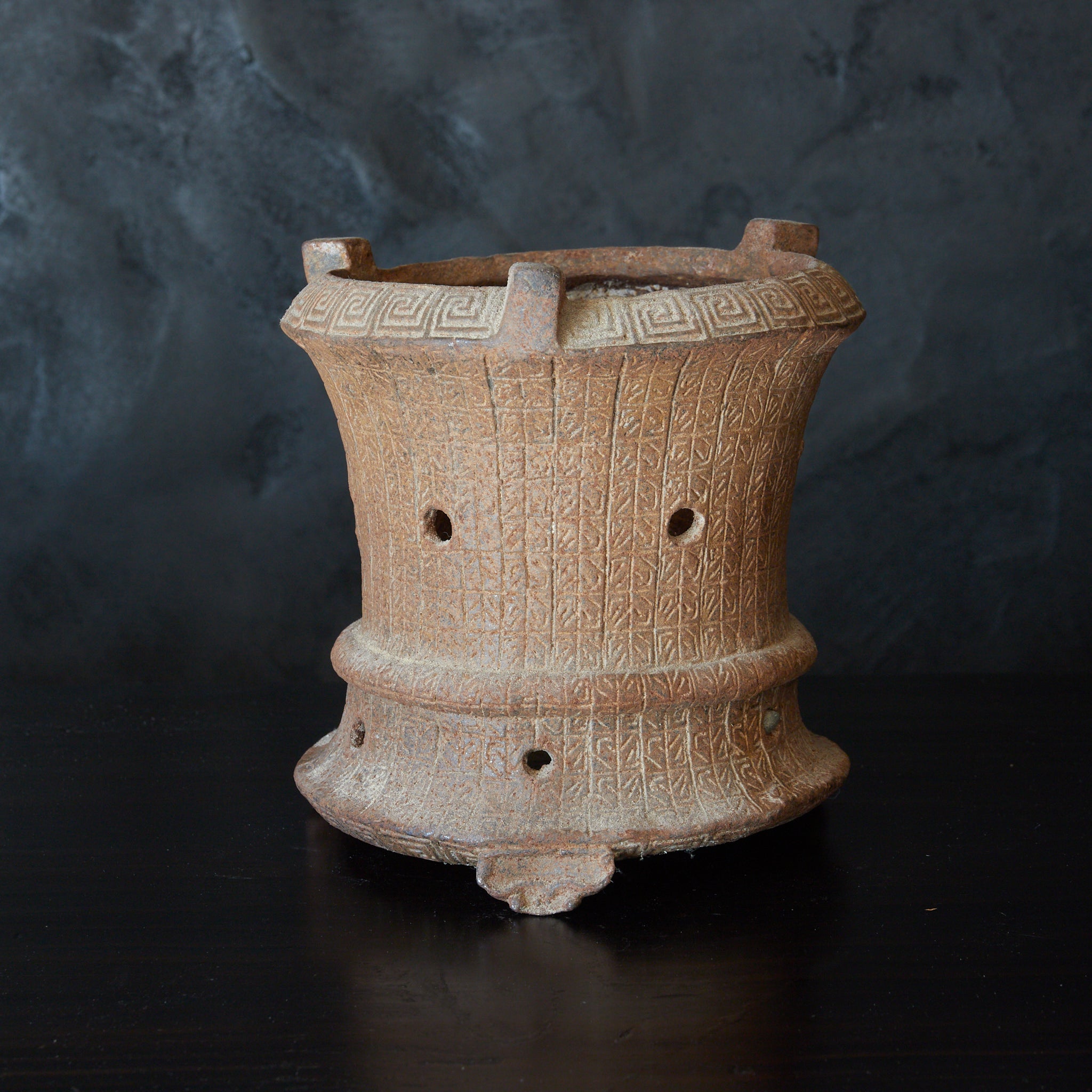 大名品】◇日本亀文 『拙家琵琶湖有東』芋頭形蝸牛耳 鉄瓶