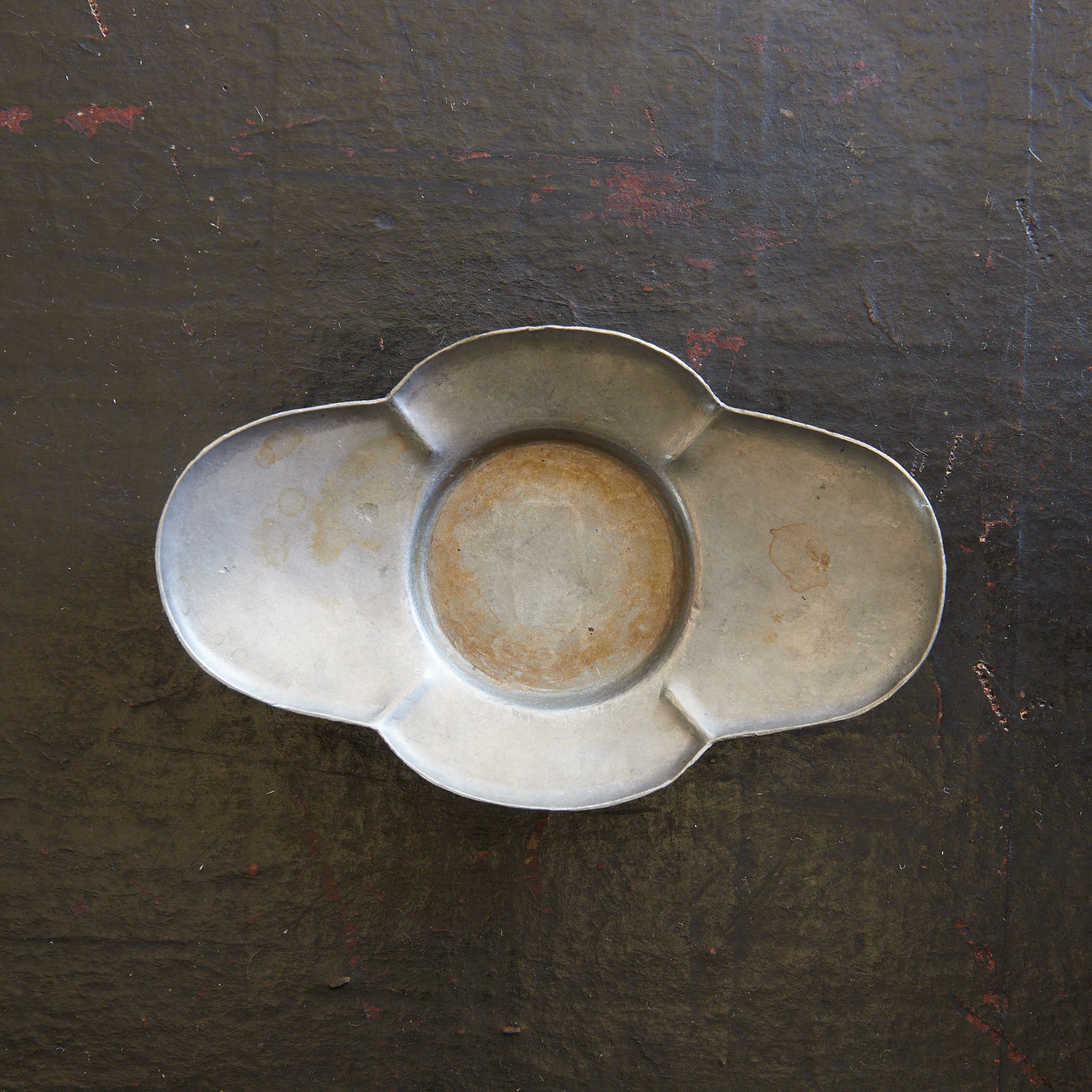 清代 古錫輪花形茶托 5客揃 在銘（1616–1911CE） | 入蘆花（ロカニイル）