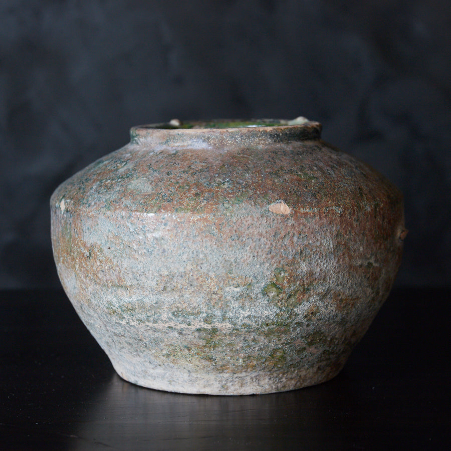 漢代 銀化緑釉小壺（206BCE–220CE）