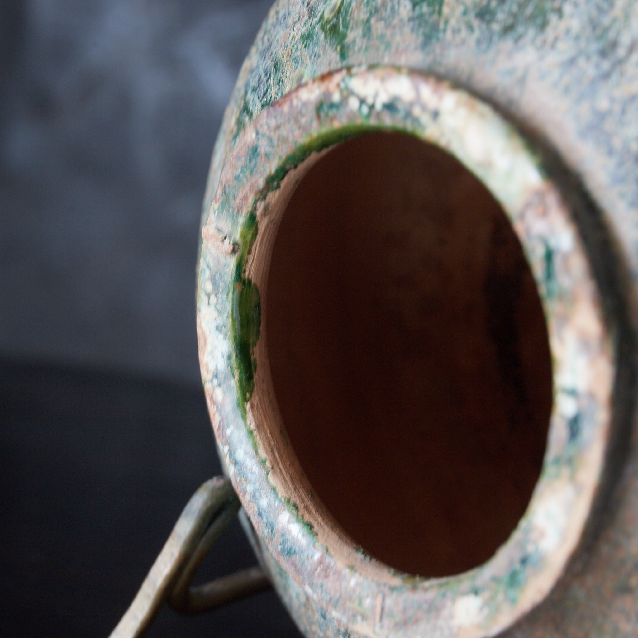 中国　漢時代　紅陶　緑釉壷　銀化壷　時代箱付　V　R8299B 緑釉壺 文化遺産オンライン