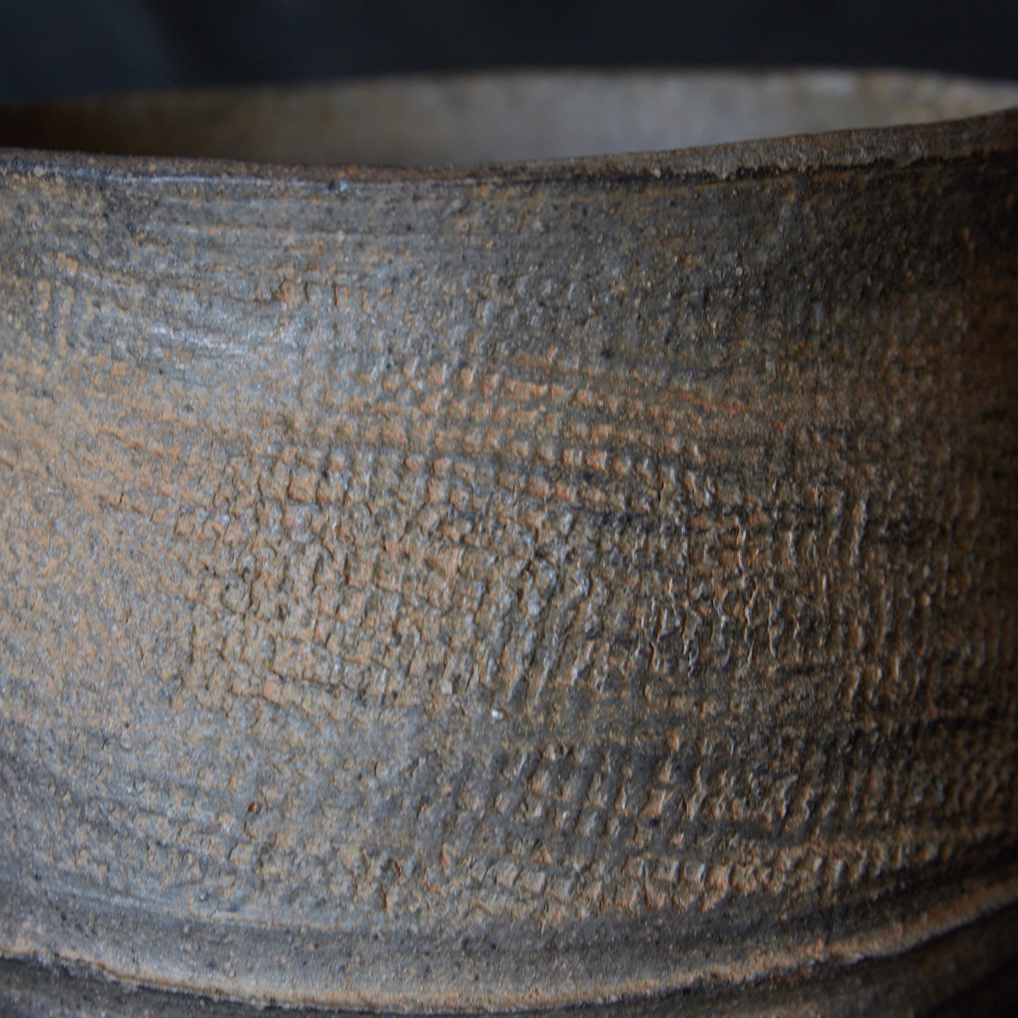 春秋戦国–漢代 布目文硬陶腰壺 みたて水指 木箱付（770BCE–220CE）