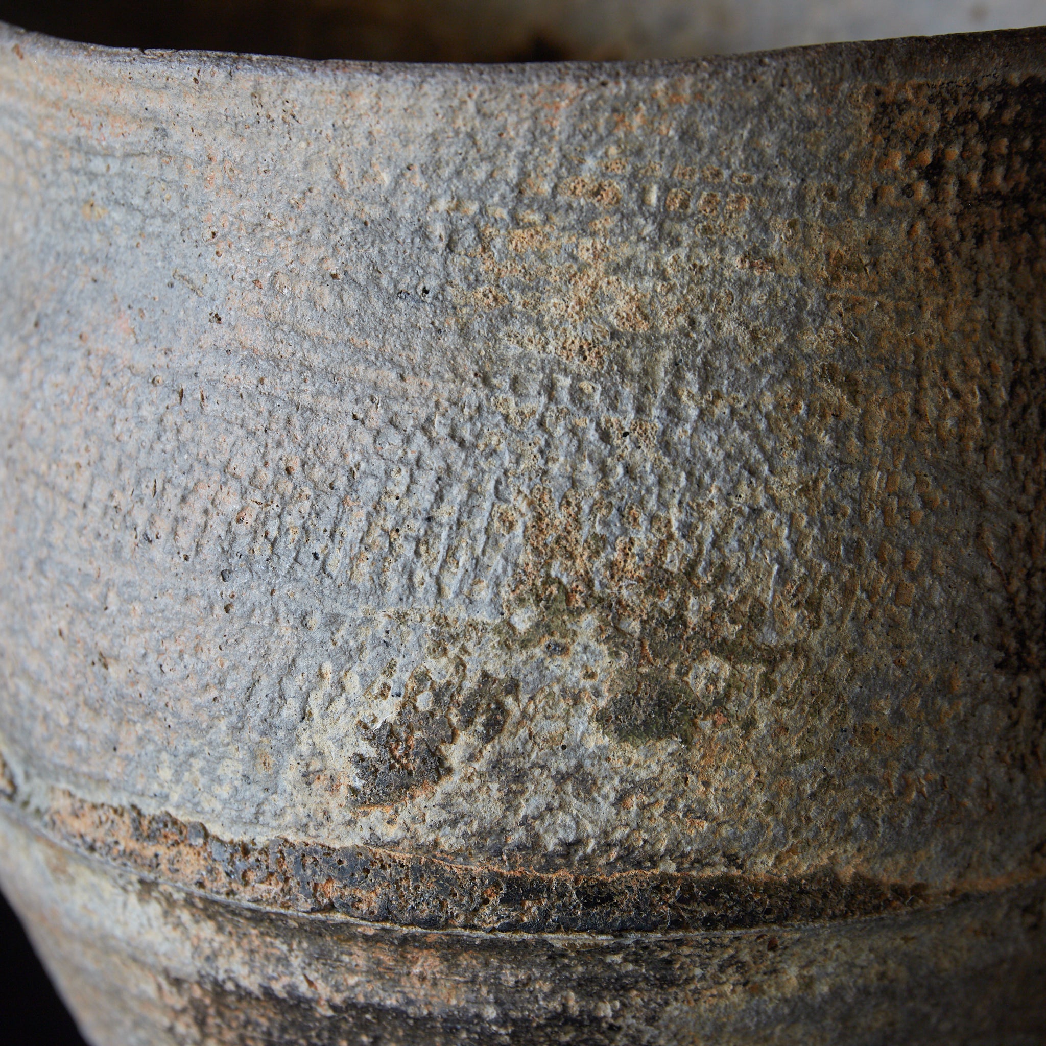 春秋戦国–漢代 布目文硬陶腰壺 みたて水指 木箱付（770BCE–220CE）