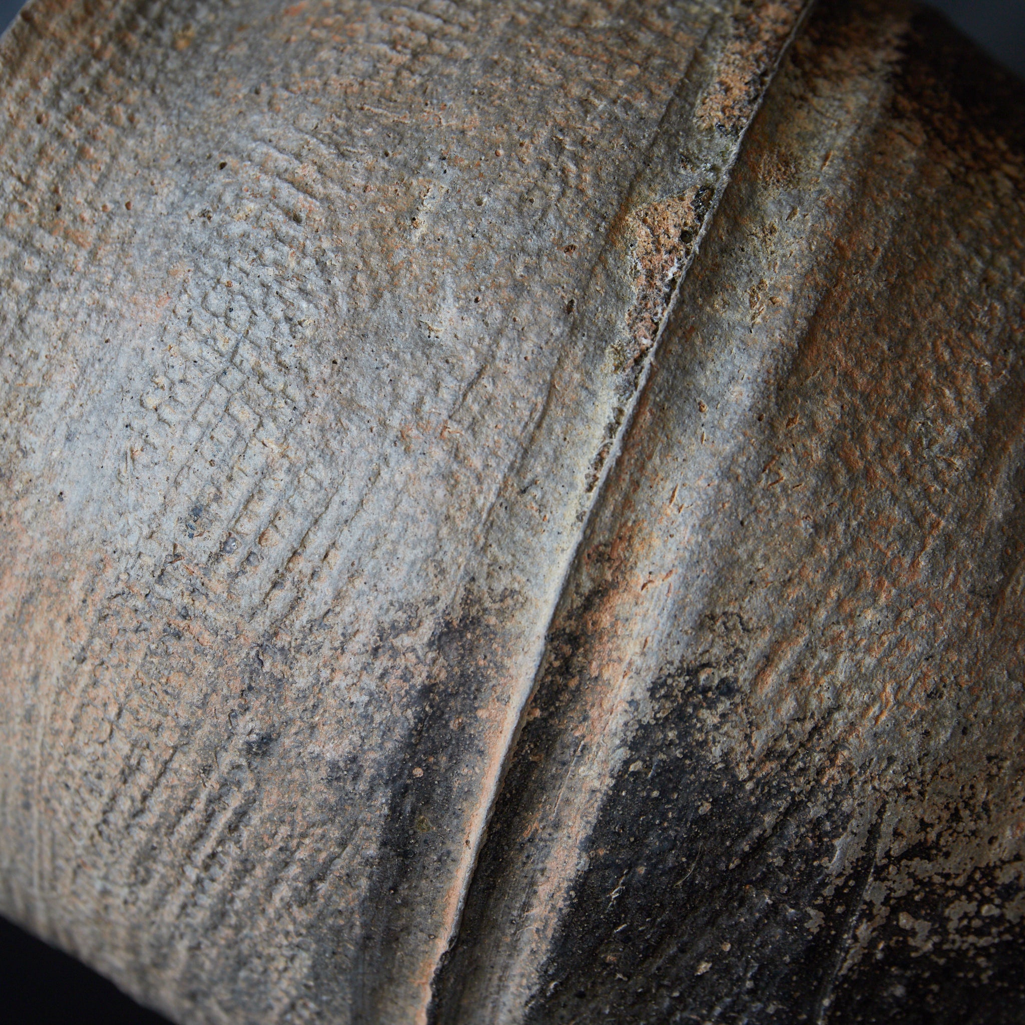 春秋戦国–漢代 布目文硬陶腰壺 みたて水指 木箱付（770BCE–220CE