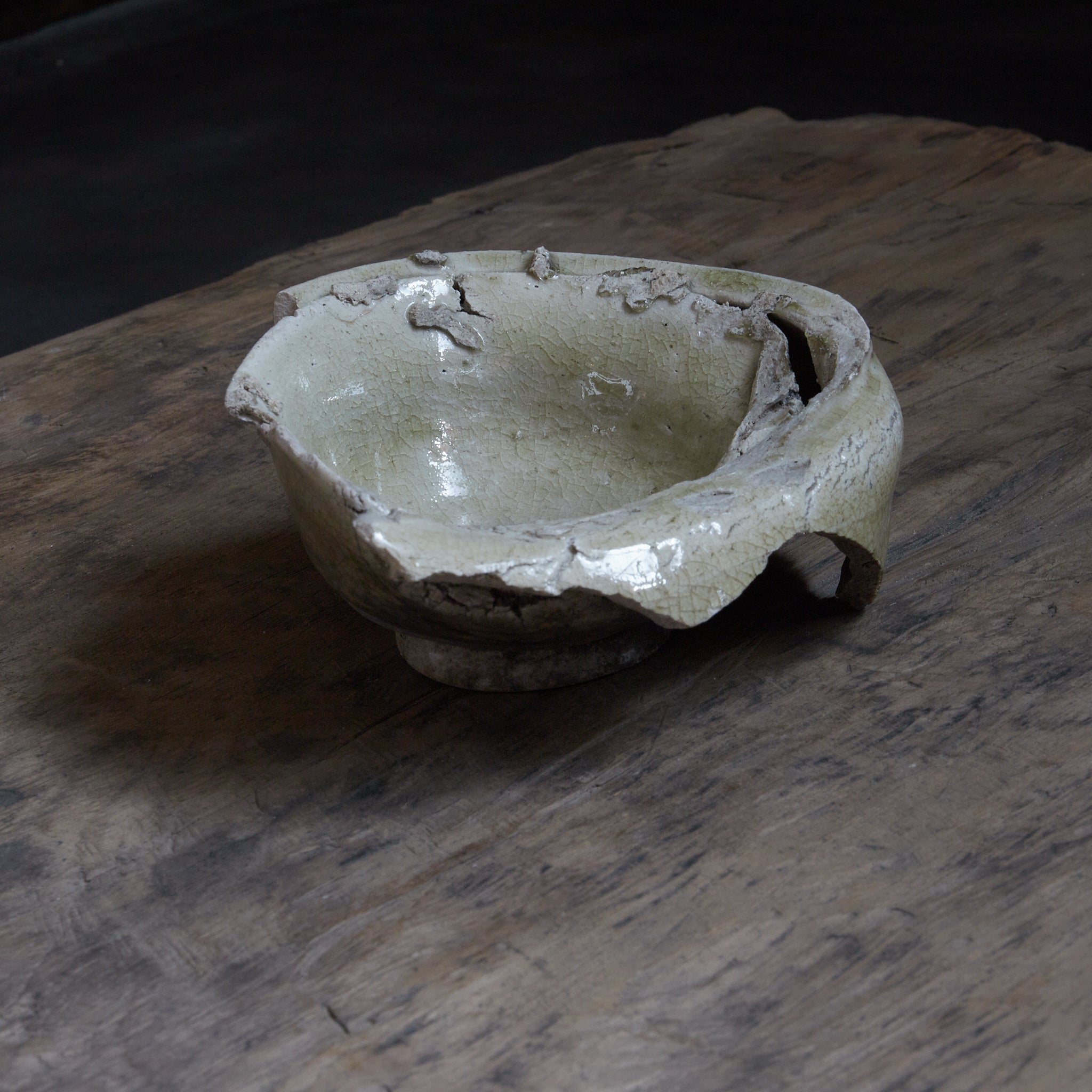 KILN-DAMAGED TEA BOWL WITH FIRING ADHESION, Ko-Seto, Muromachi Period（1336–1573CE）