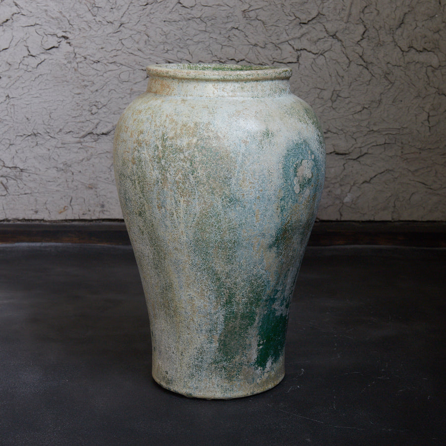 明代 銀化緑釉陶倉 無蓋（1368–1644CE）