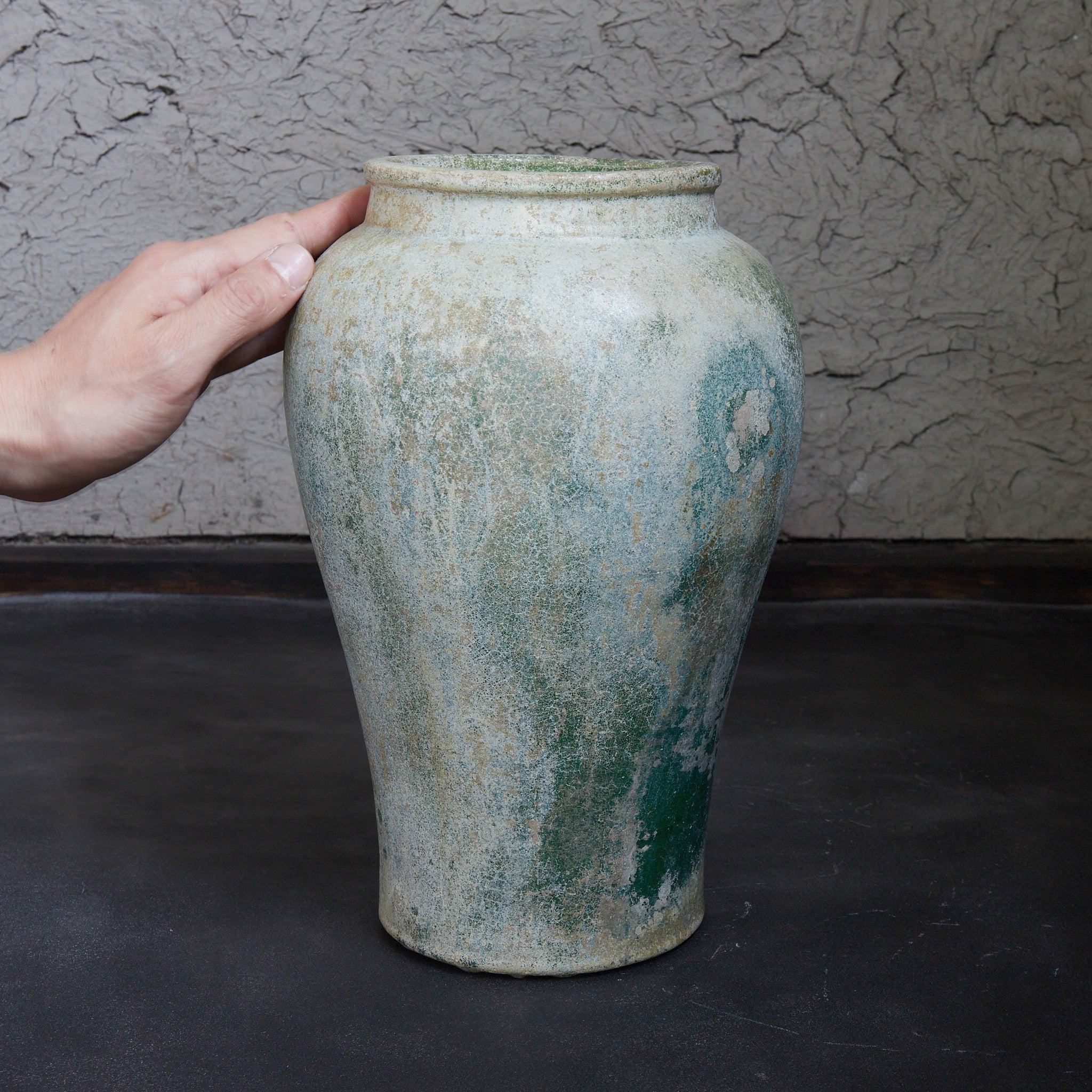 明代 銀化緑釉陶倉 無蓋（1368–1644CE） | 入蘆花（ロカニイル）
