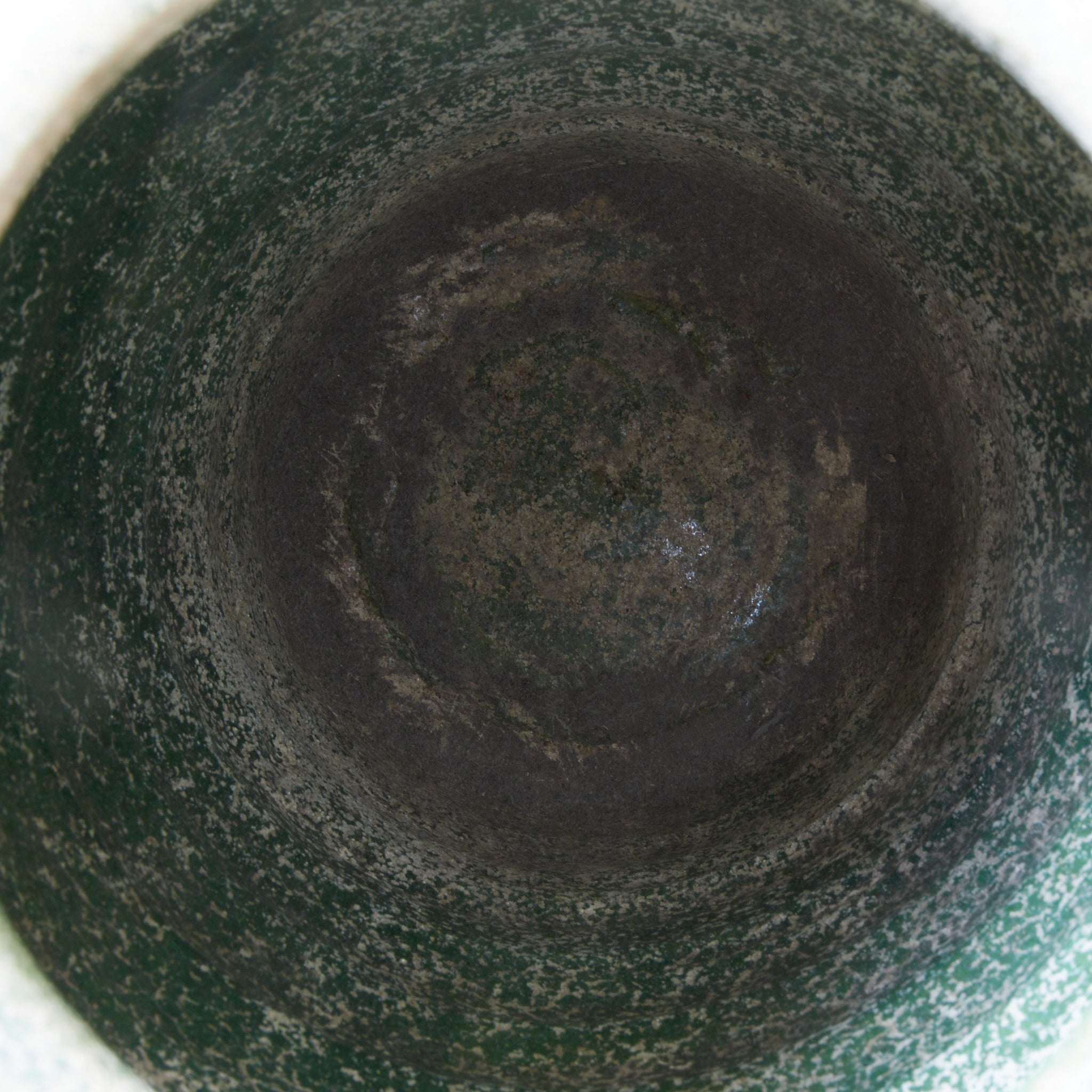 CERAMIC GRANARY, Iridescent green-glazed, unlidded