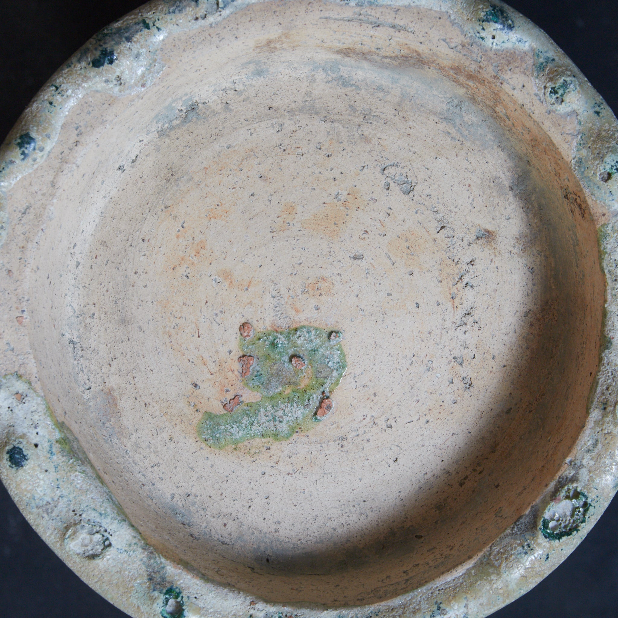 CERAMIC GRANARY, Iridescent green-glazed, unlidded