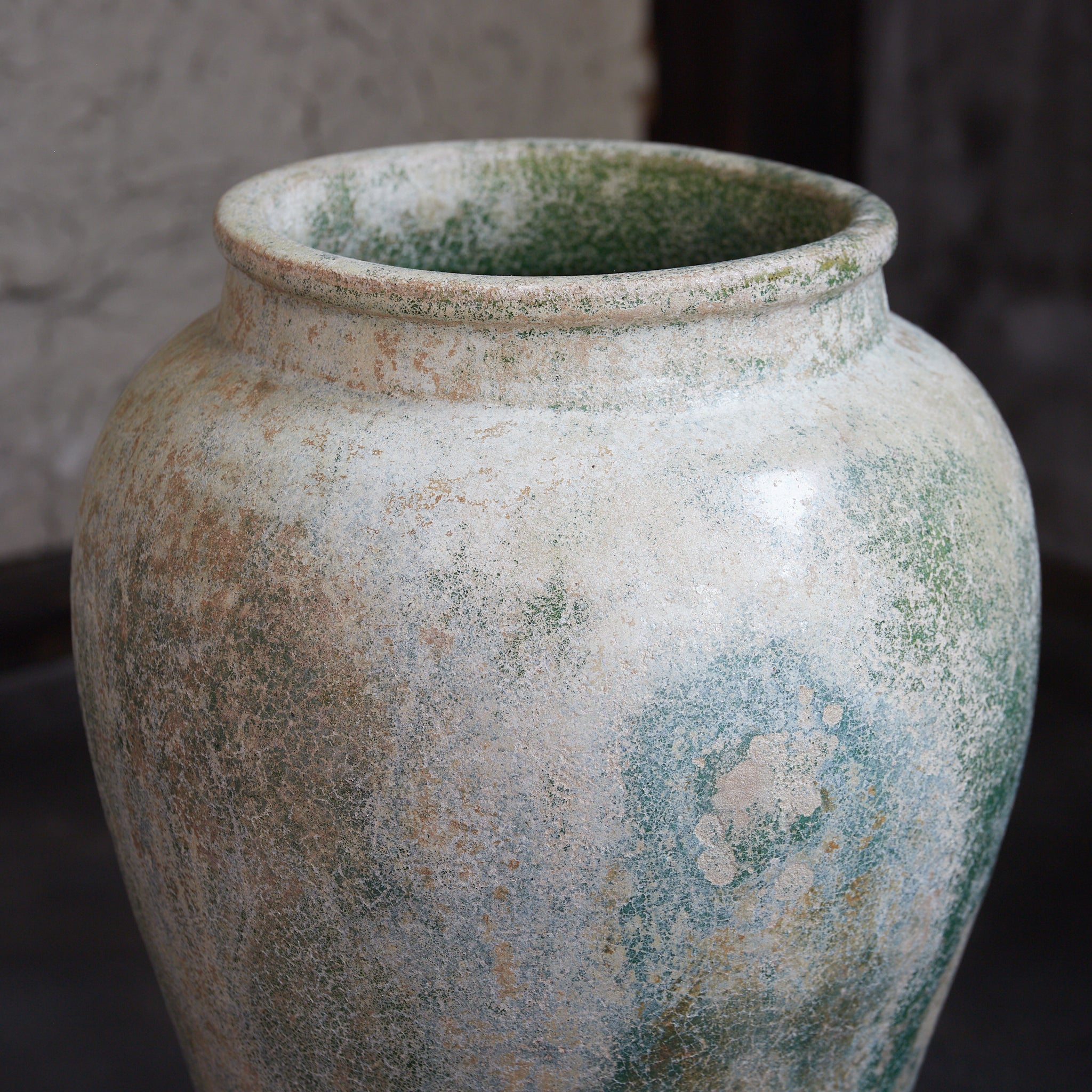 明代 銀化緑釉陶倉 無蓋（1368–1644CE） | 入蘆花（ロカニイル）