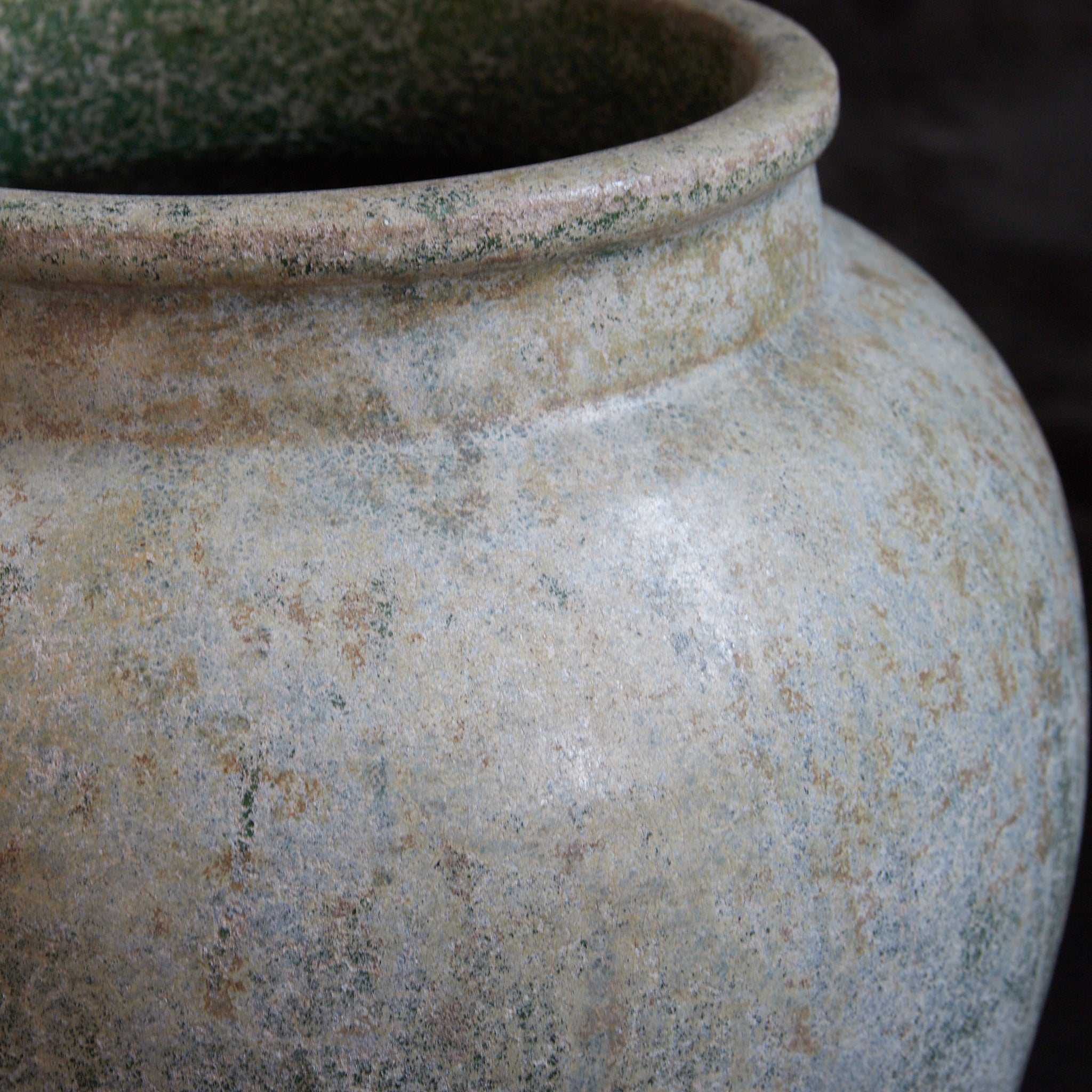 明代 銀化緑釉陶倉 無蓋（1368–1644CE） | 入蘆花（ロカニイル）