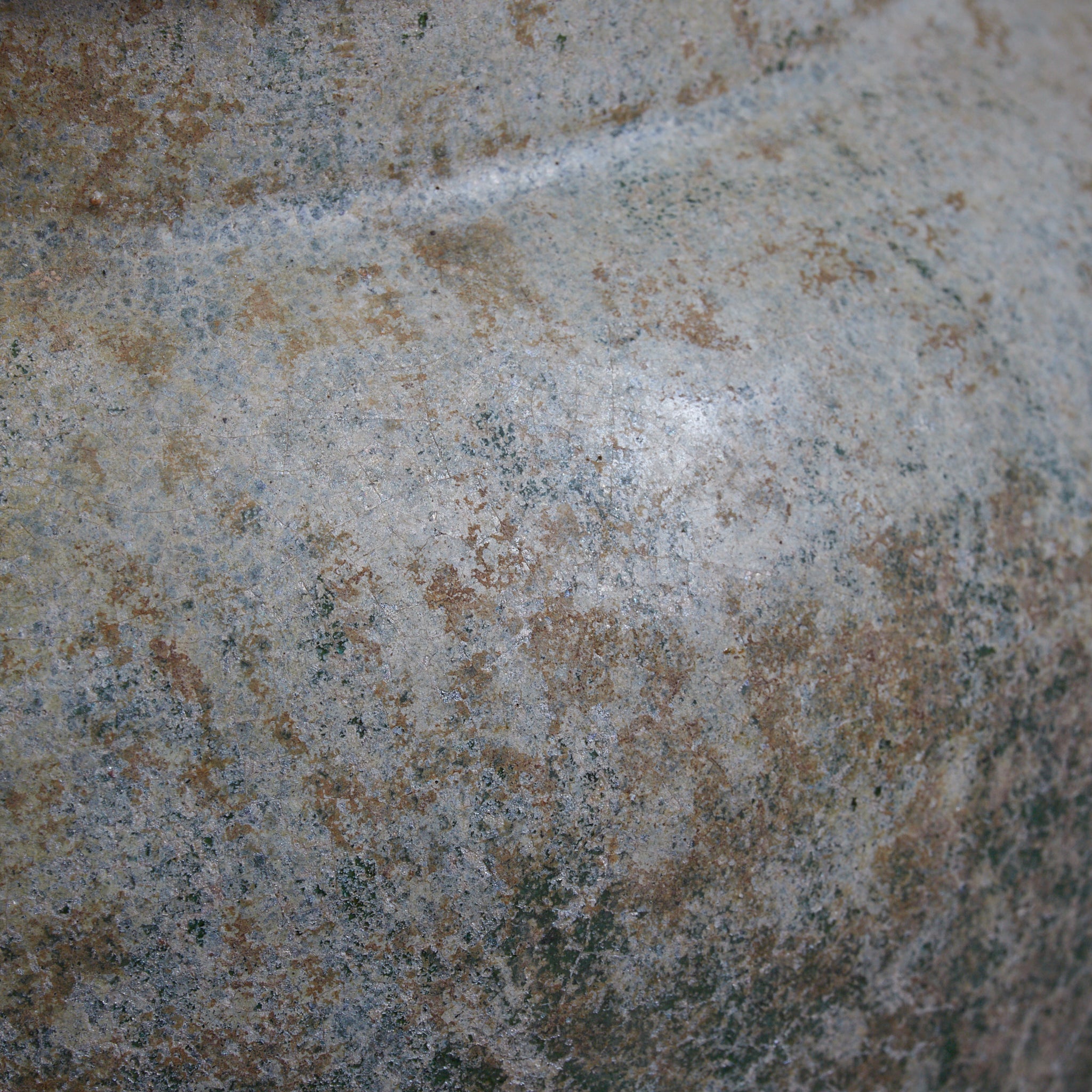 CERAMIC GRANARY, Iridescent green-glazed, unlidded