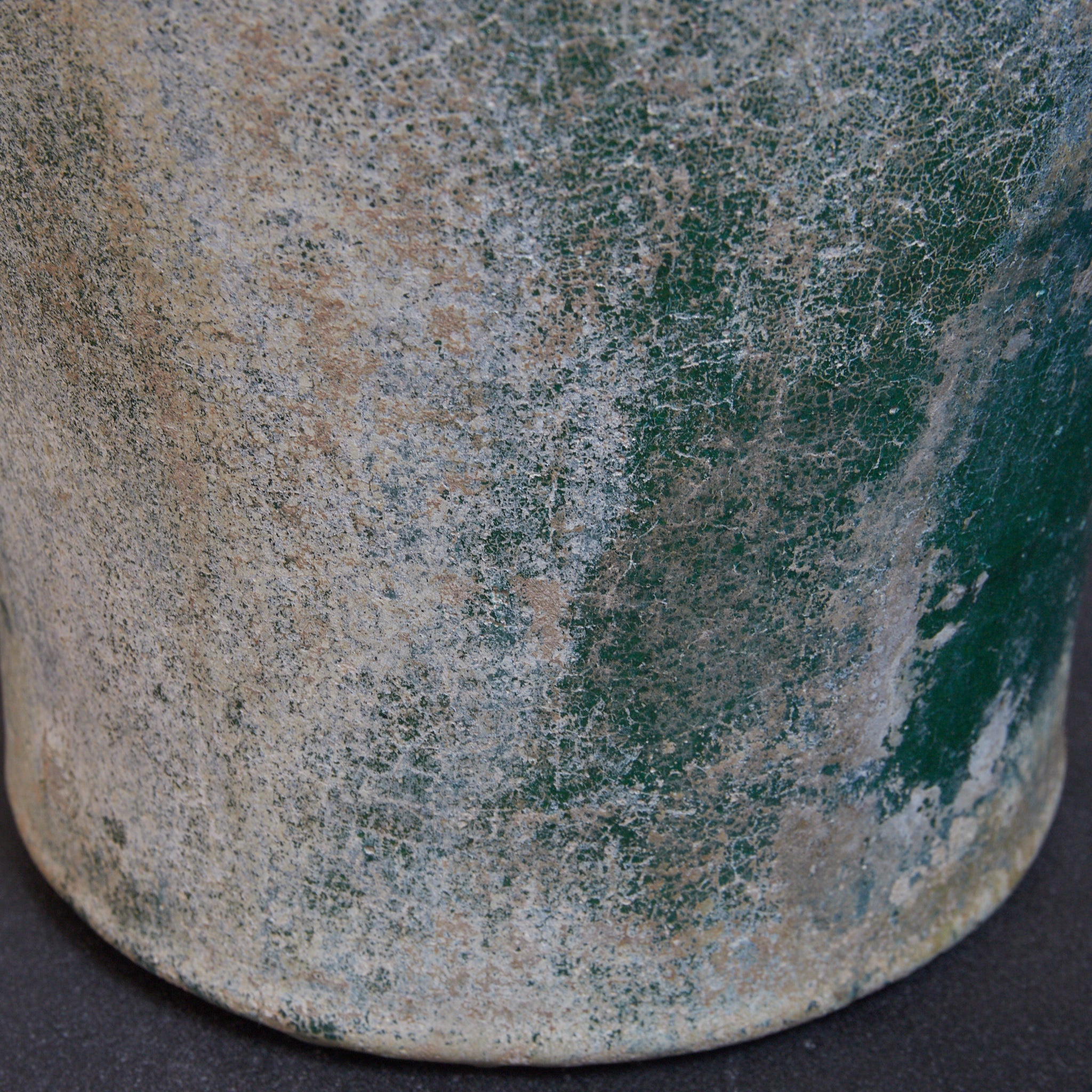 CERAMIC GRANARY, Iridescent green-glazed, unlidded