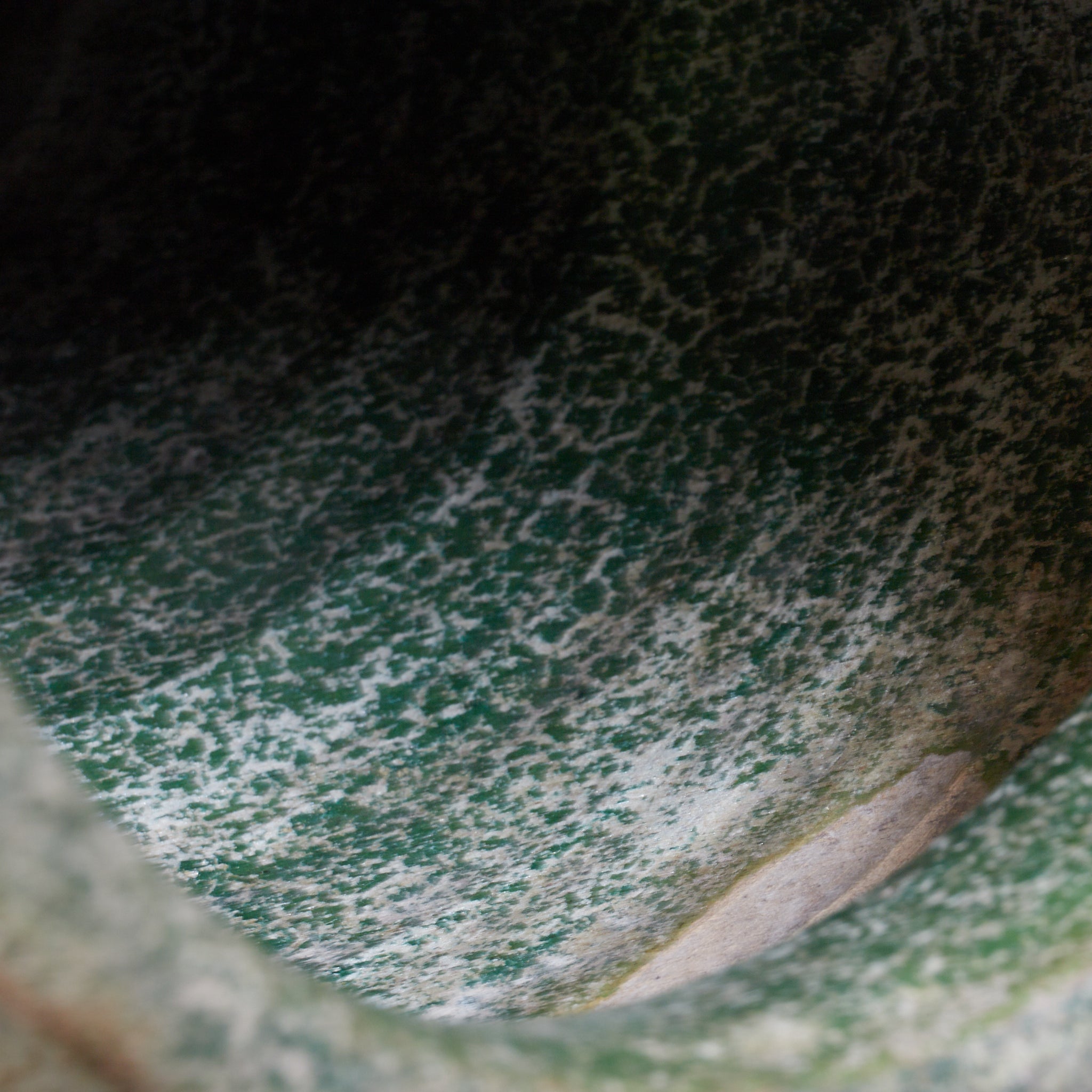 CERAMIC GRANARY, Iridescent green-glazed, unlidded