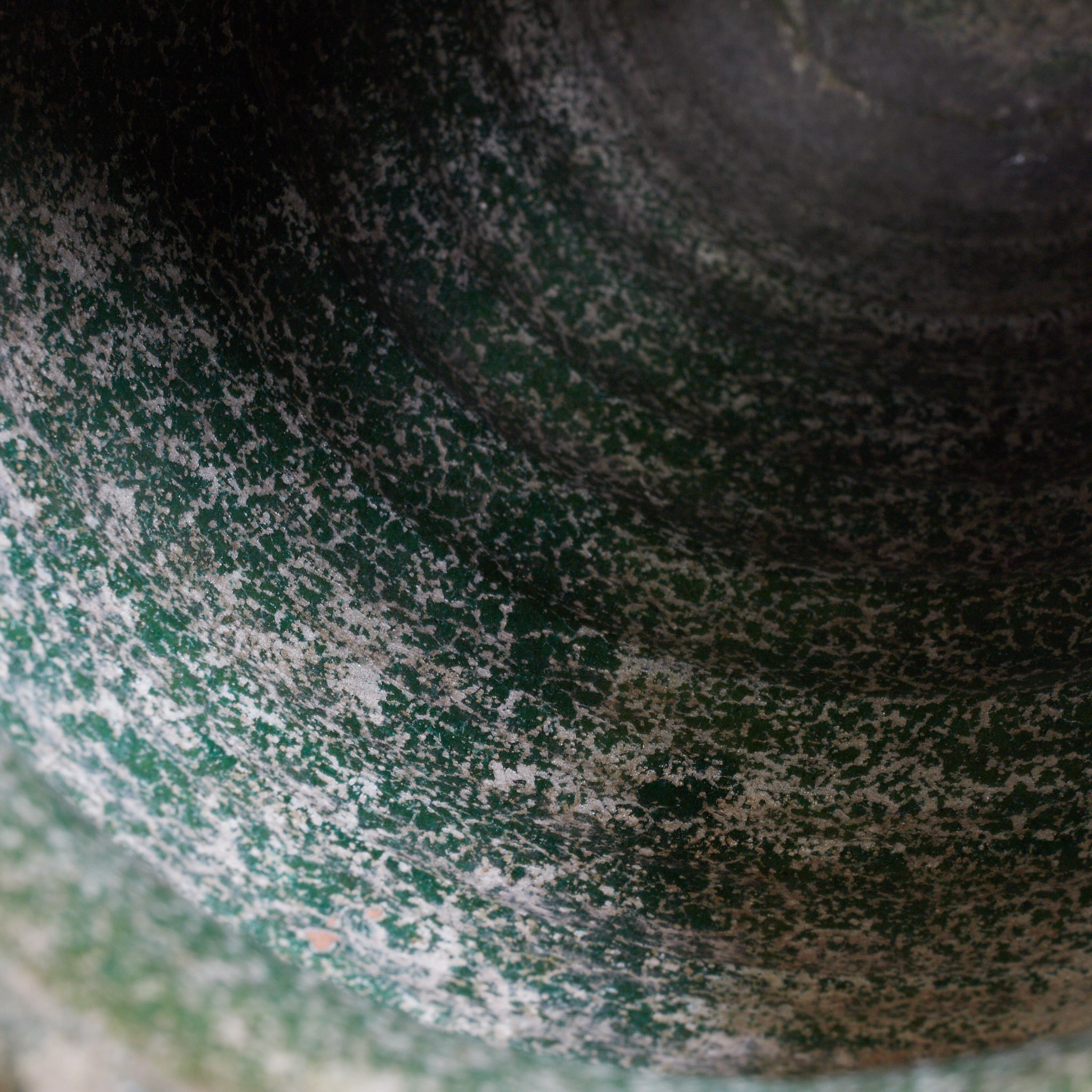 CERAMIC GRANARY, Iridescent green-glazed, unlidded