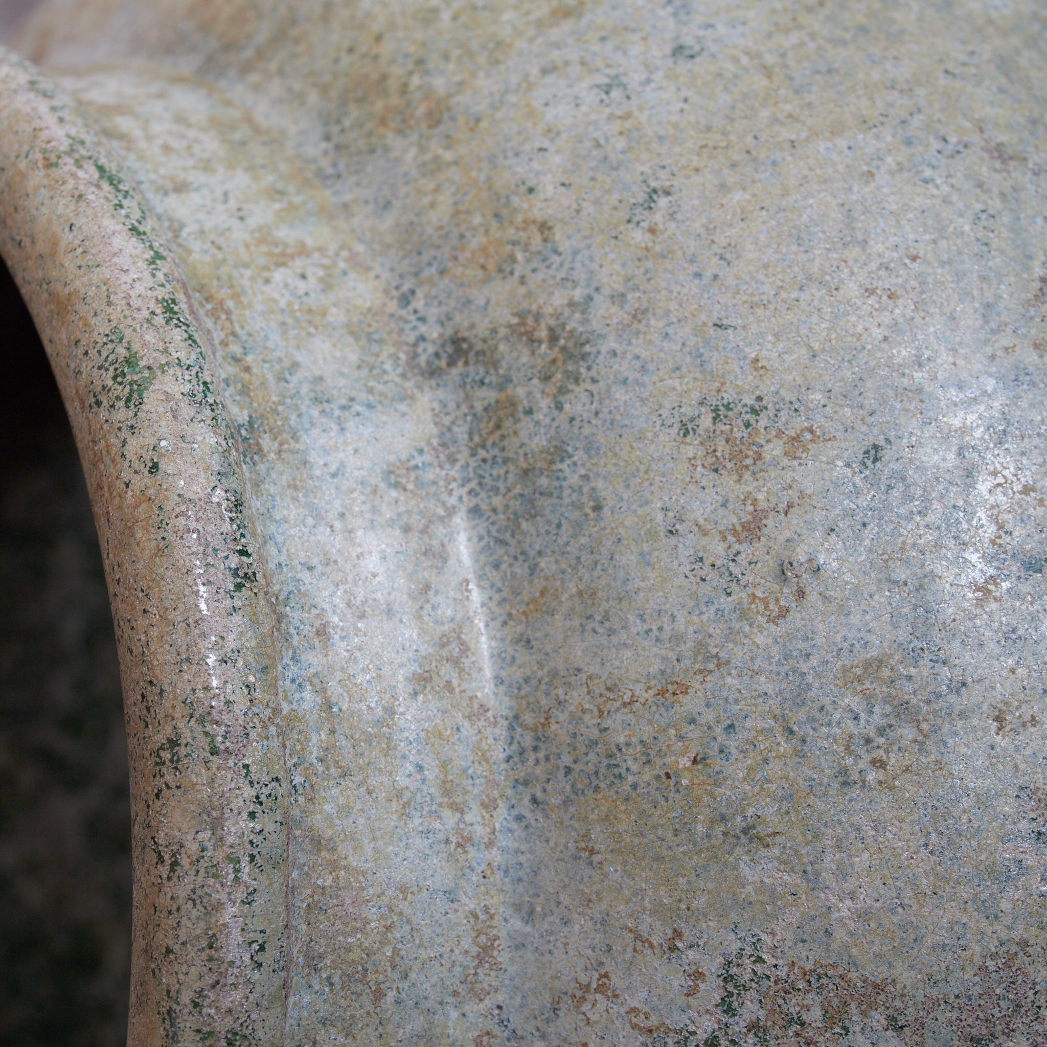CERAMIC GRANARY, Iridescent green-glazed, unlidded
