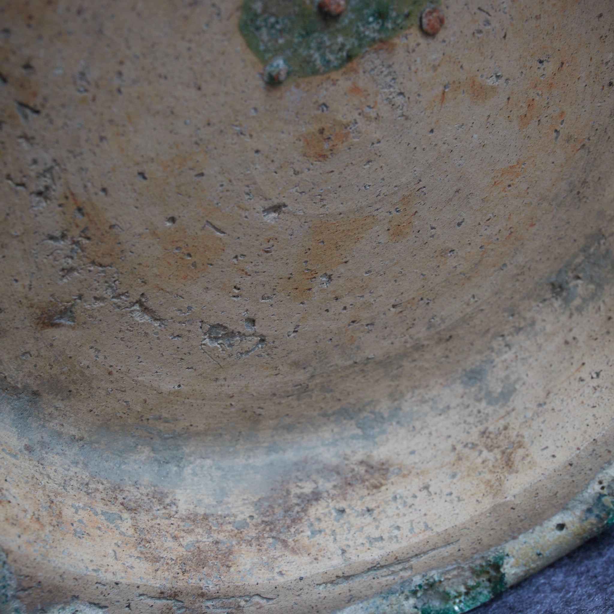 CERAMIC GRANARY, Iridescent green-glazed, unlidded