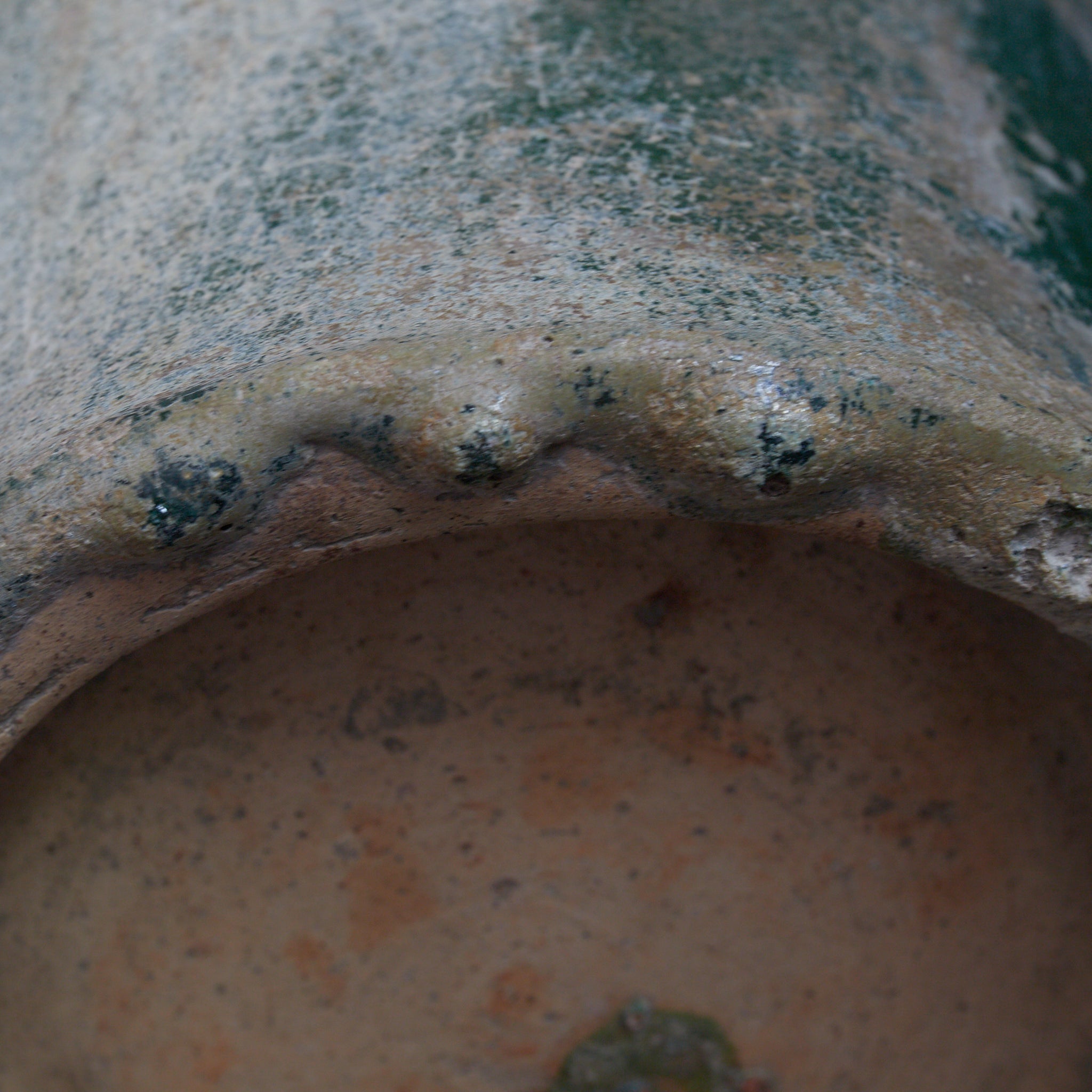 CERAMIC GRANARY, Iridescent green-glazed, unlidded