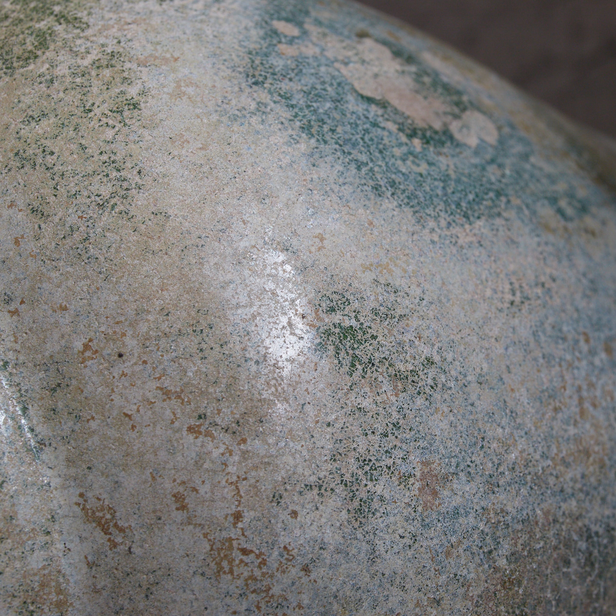 CERAMIC GRANARY, Iridescent green-glazed, unlidded