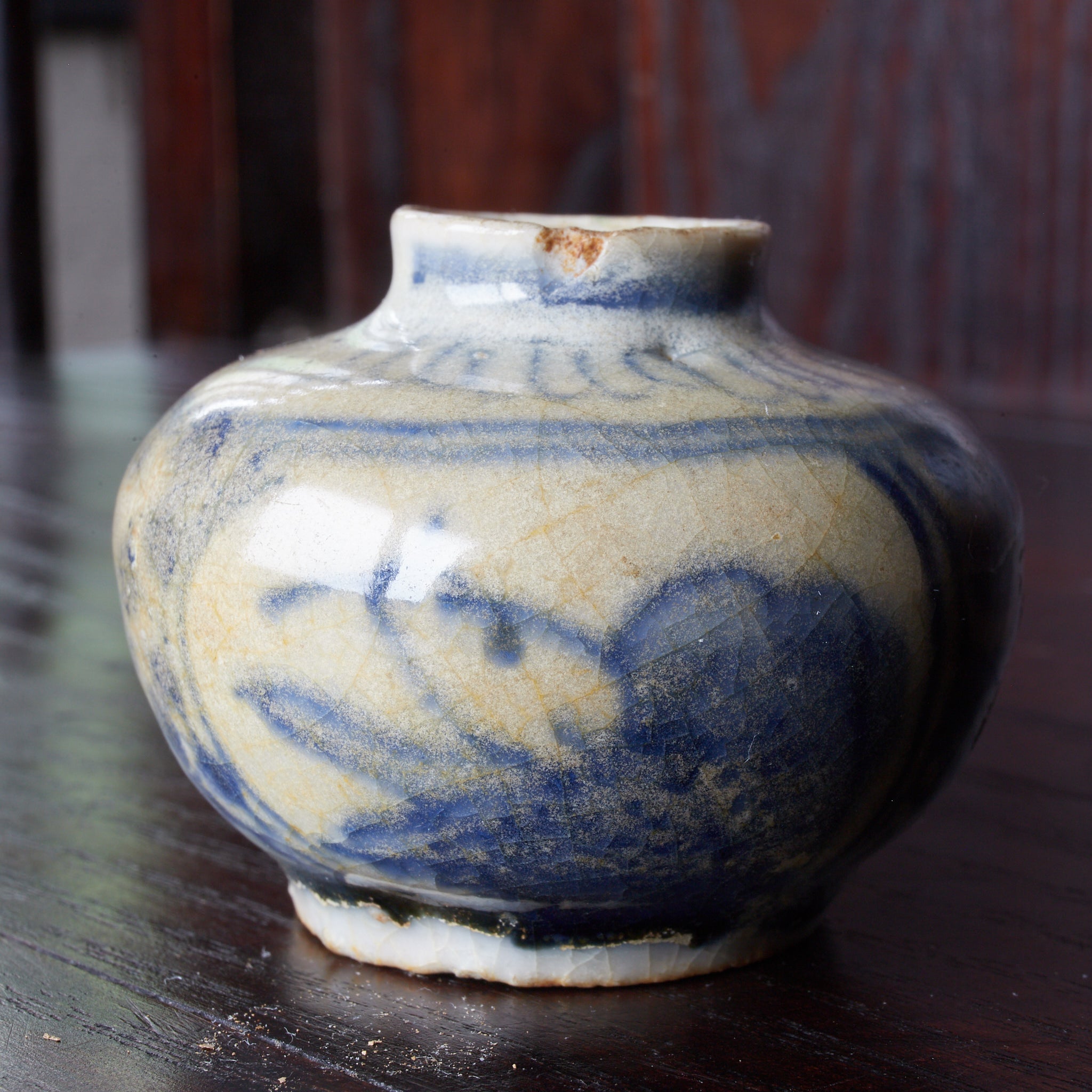 明代 古染付 魚文小壺 木箱付（1368–1644CE） | 入蘆花（ロカニイル）