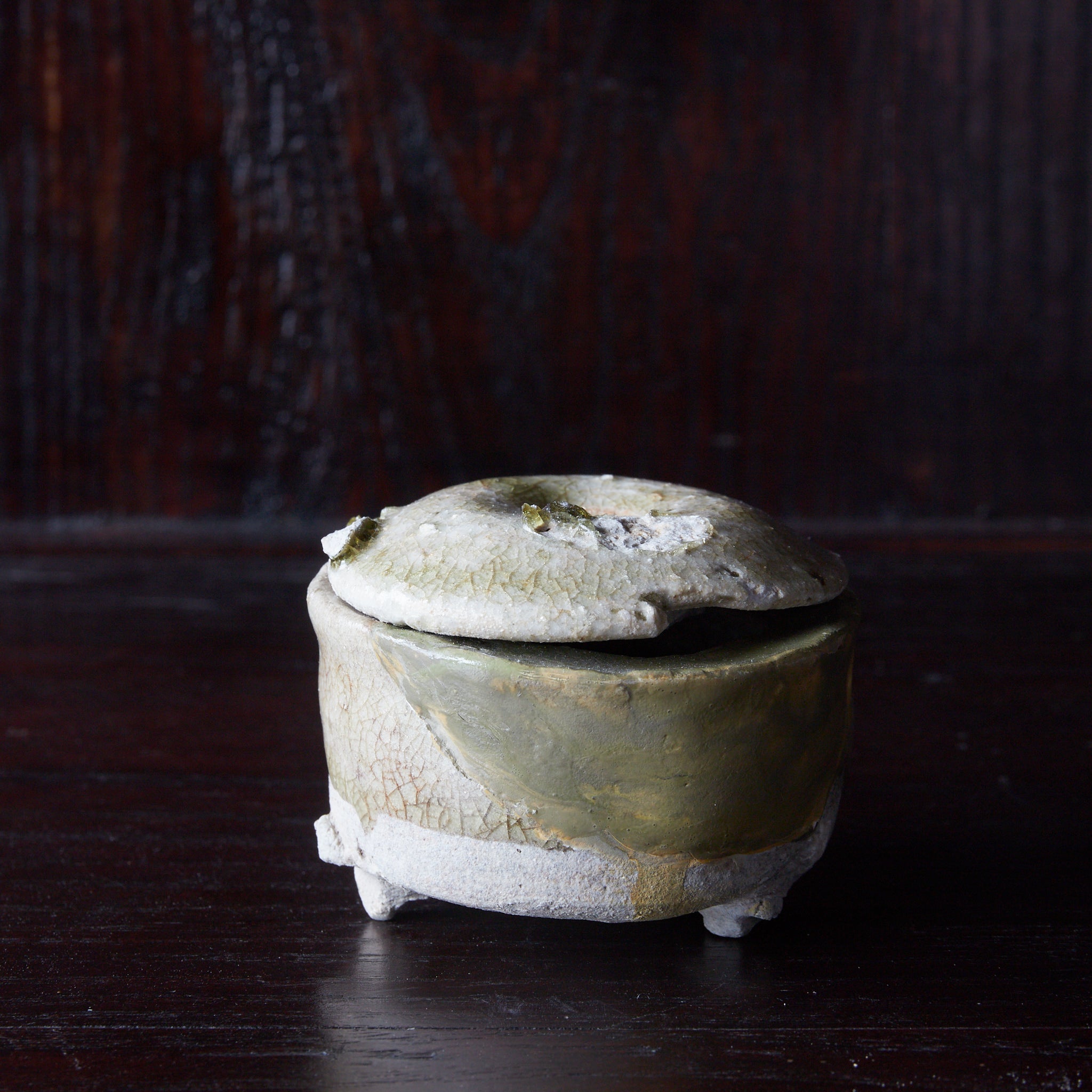 鎌倉時代 古瀬戸 三足香炉 木箱付（1185–1333CE）
