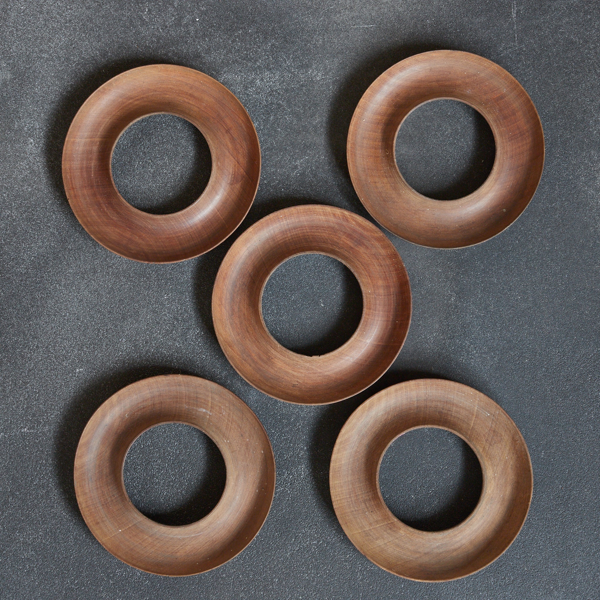 明治 古木地 環式茶托 5客揃（1868–1912CE）