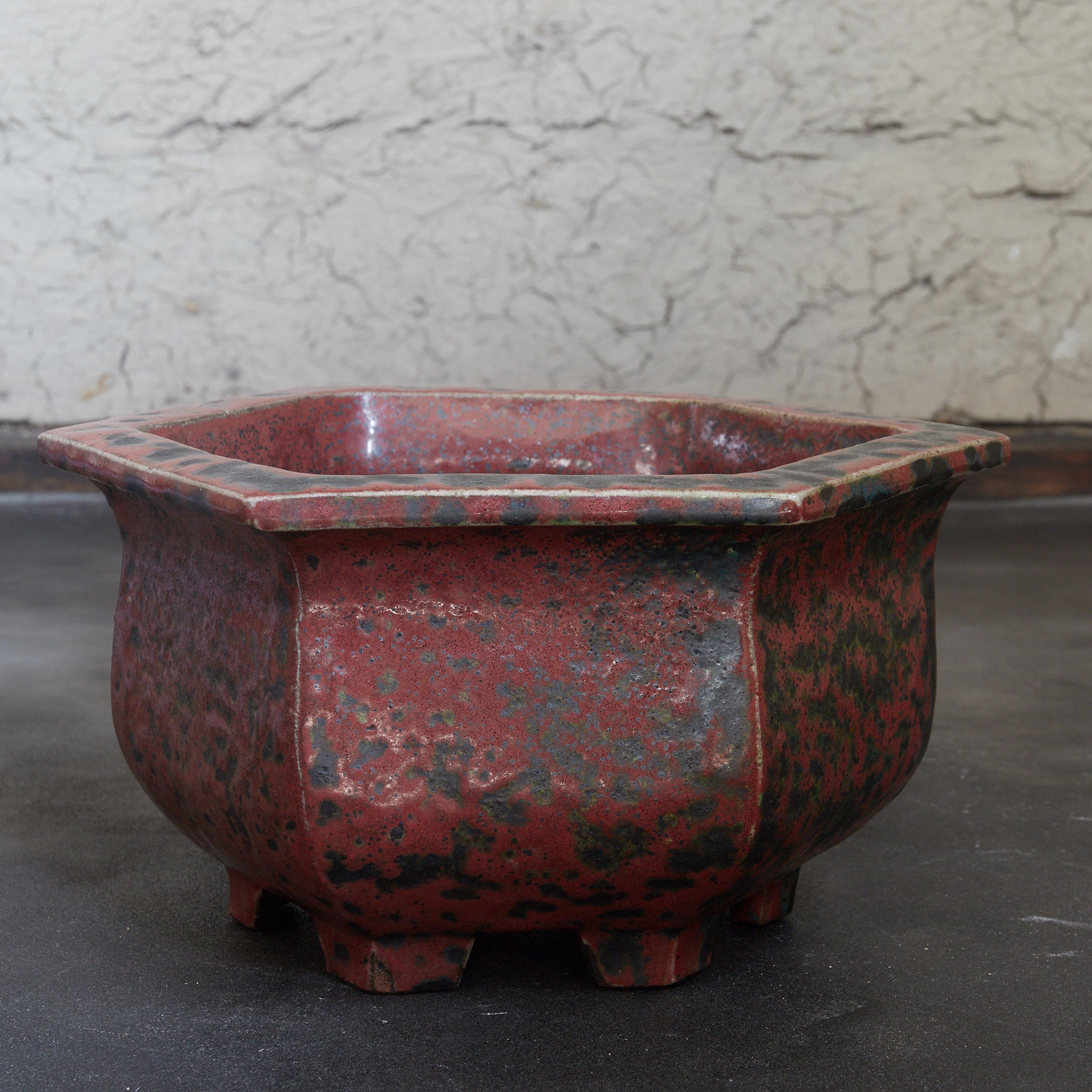 清代 鈞窯六角盆器 木箱付（1616–1911CE）