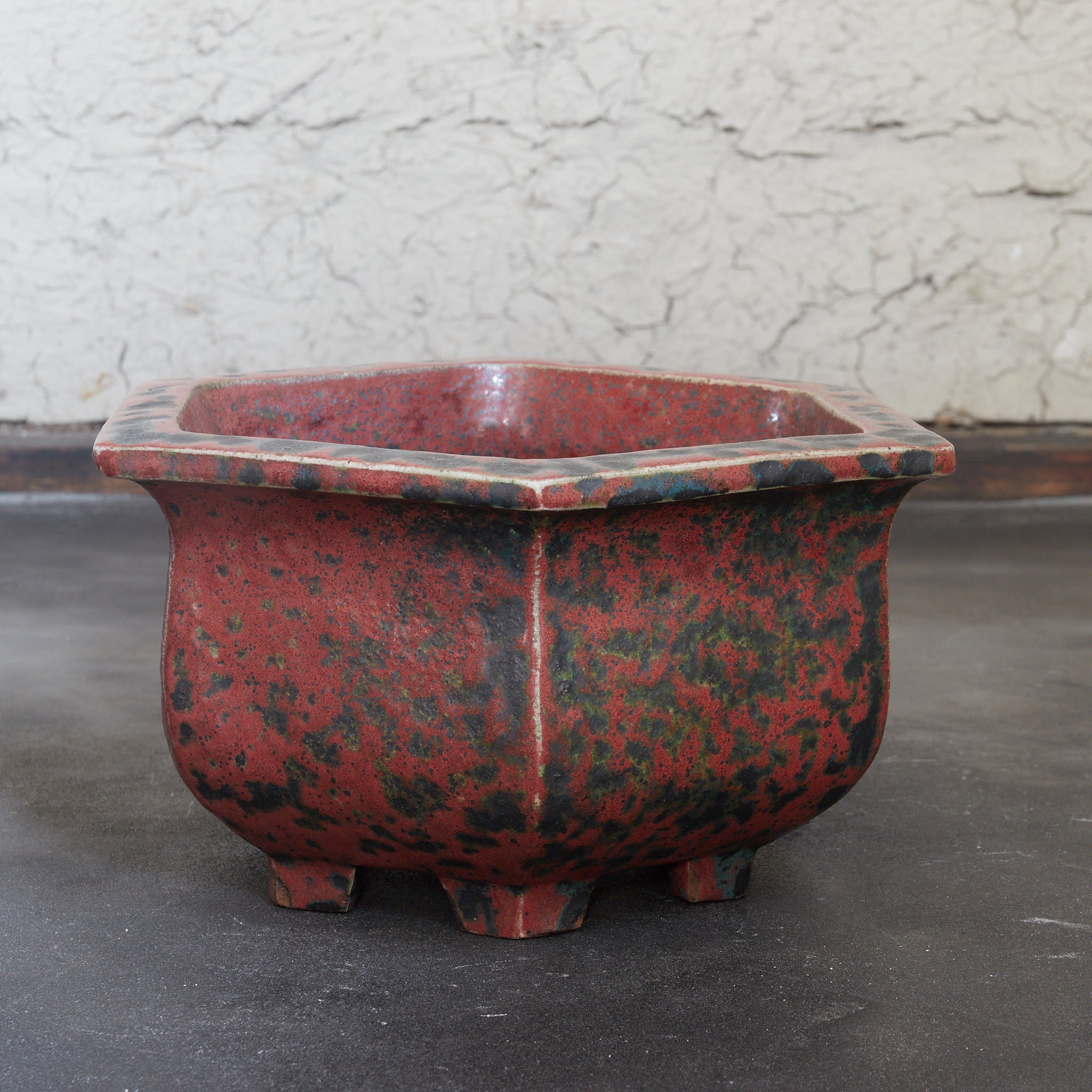 清代 鈞窯六角盆器 木箱付（1616–1911CE）