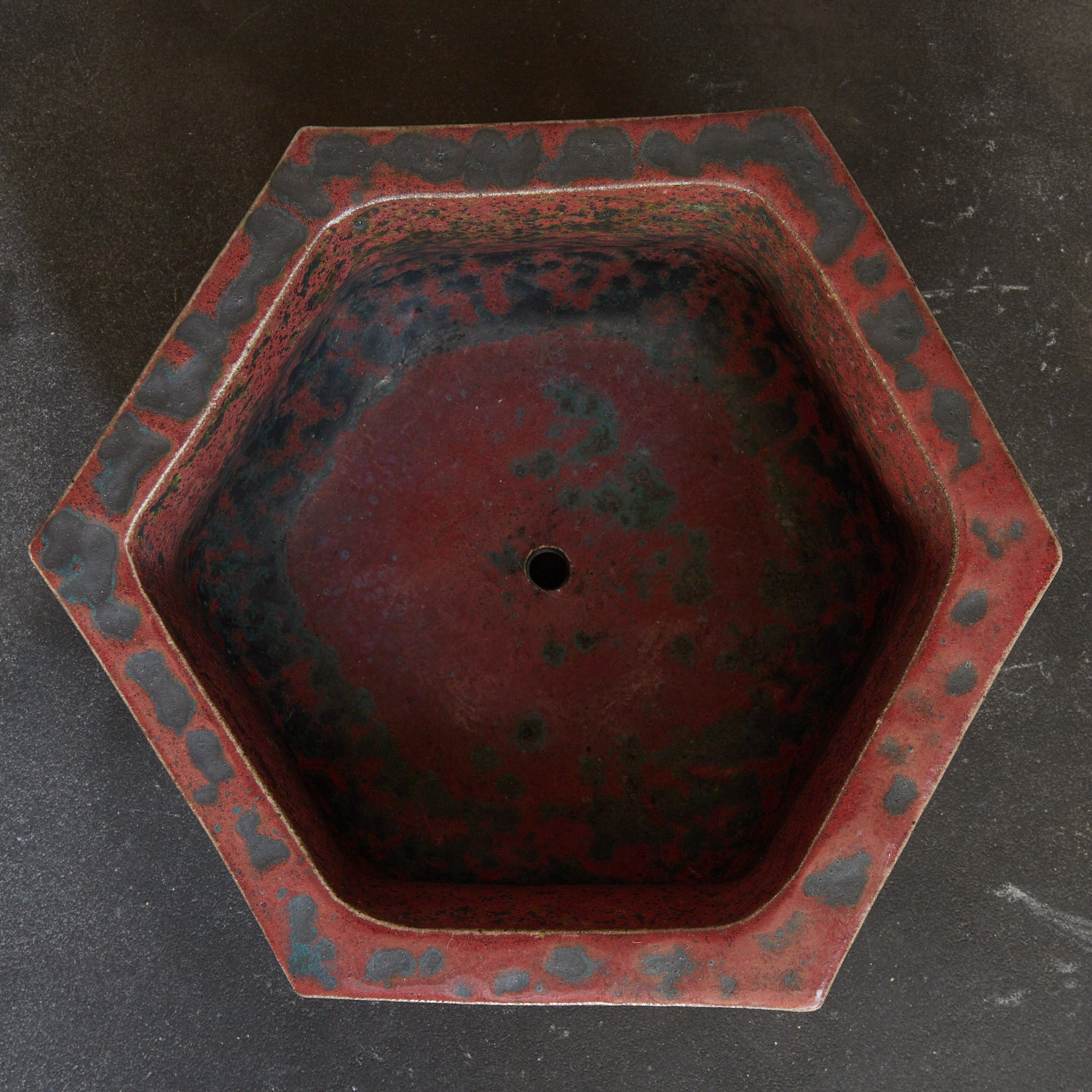 清代 鈞窯六角盆器 木箱付（1616–1911CE）