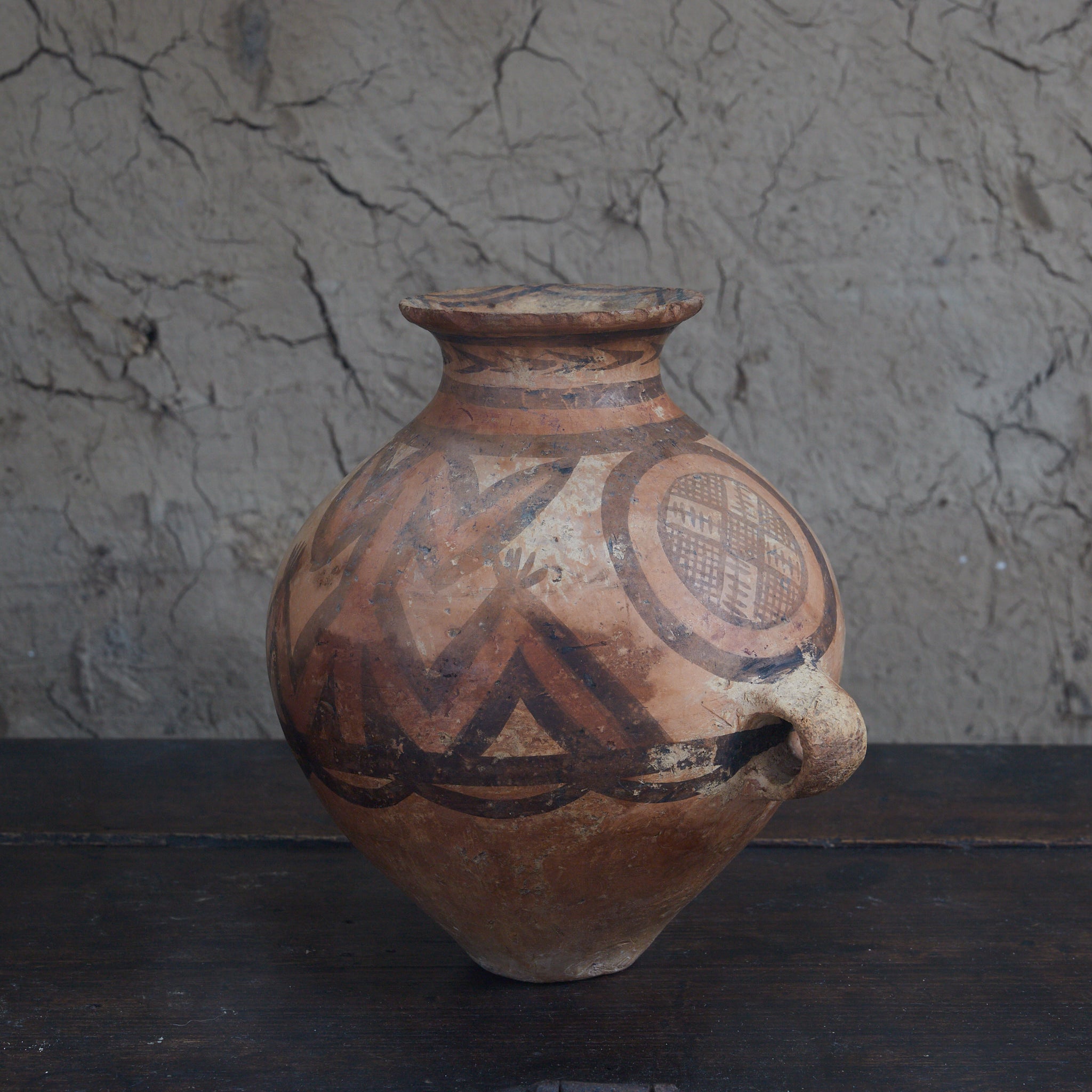 馬家窯文化 彩陶幾何文双耳罐 木箱付（3300–2050BCE） | 入蘆花