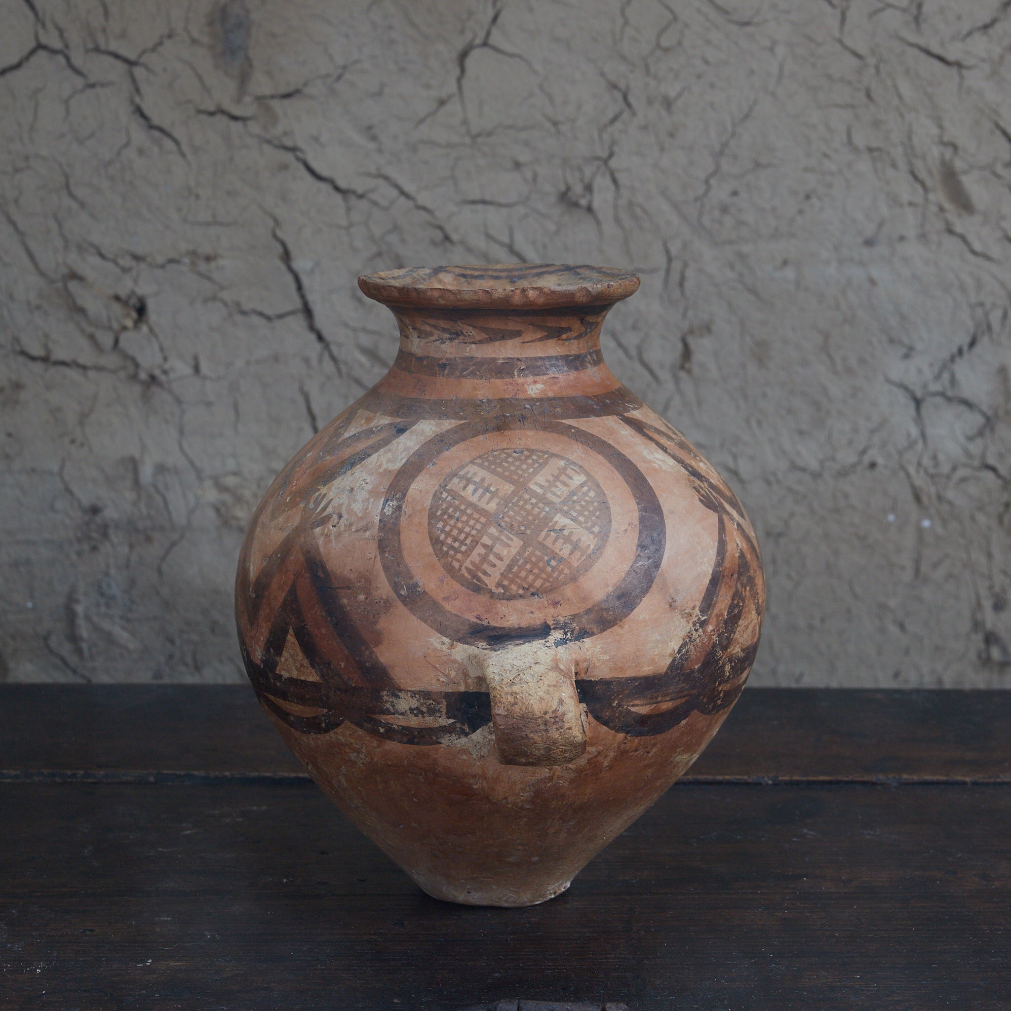 馬家窯文化 彩陶幾何文双耳罐 木箱付（3300–2050BCE） | 入蘆花