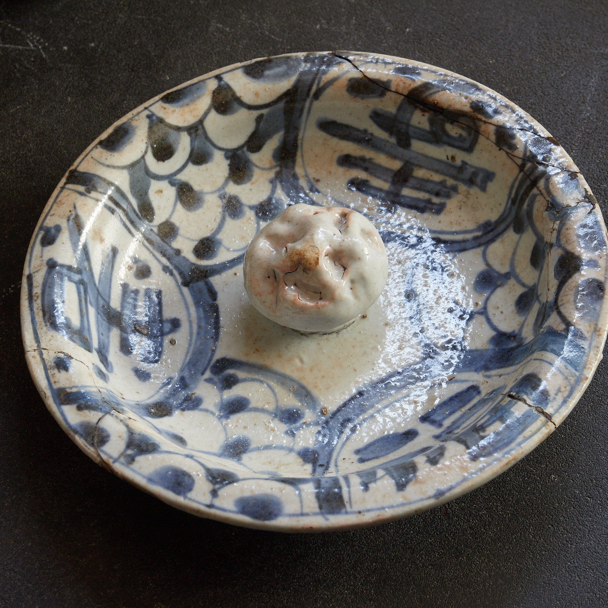 明代 古染付 魚鱗花卉文蓋壺 水指（1368–1644CE） | Detailansicht 12
