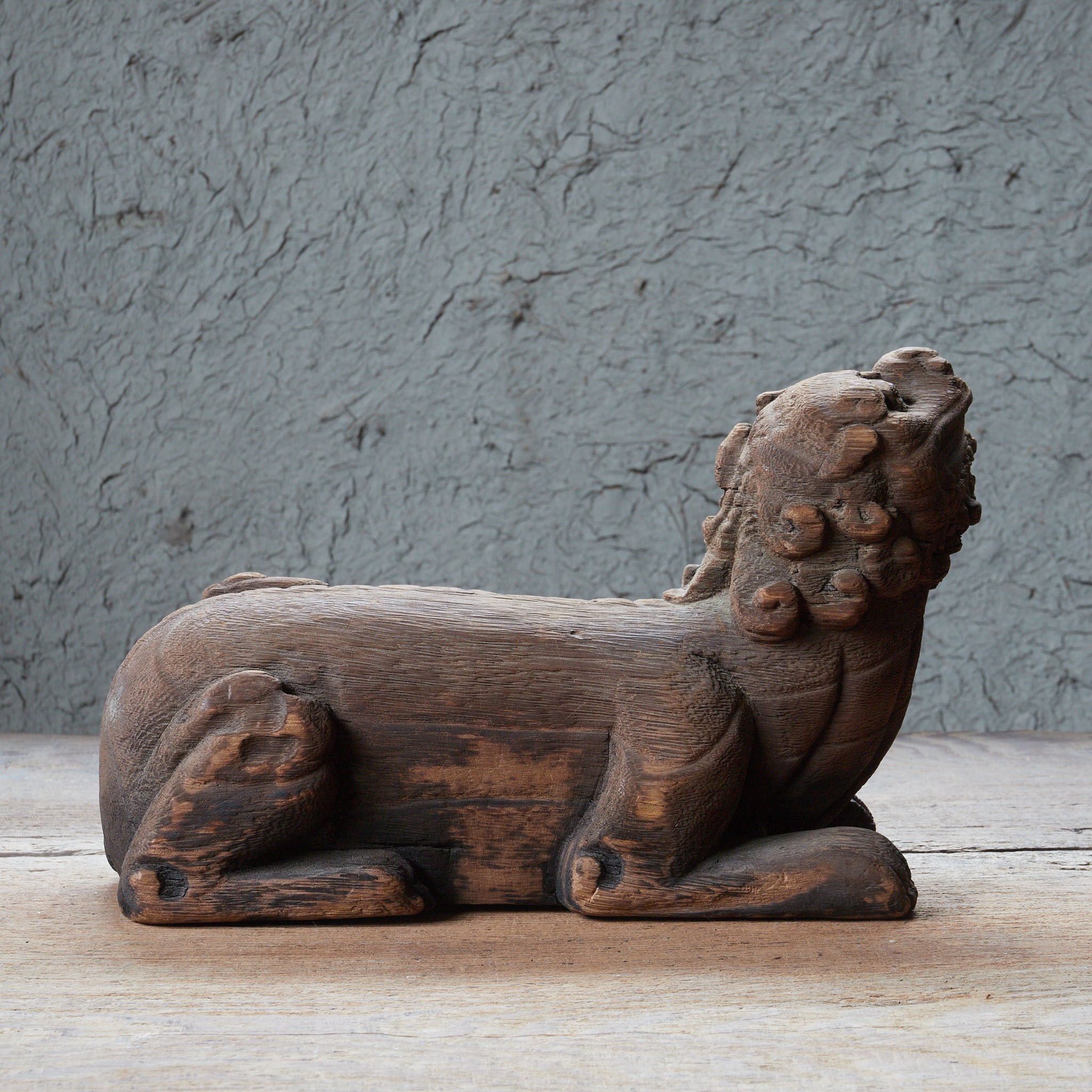 李朝・高麗 獅子石像一対 李朝 木造阿吽獅子像 一対（1392–1897CE） | 入蘆花（ロカニイル）