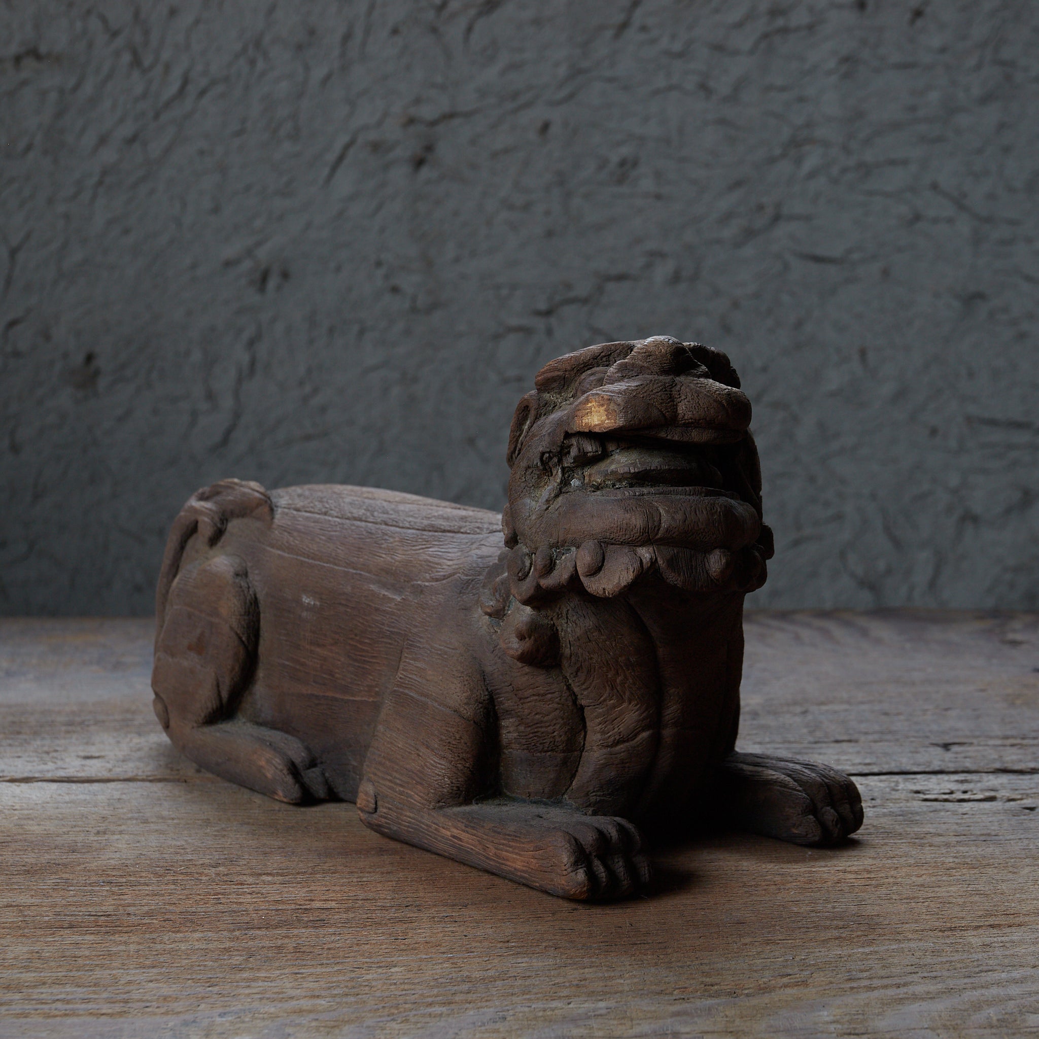 李朝 木造阿吽獅子像 一対（1392–1897CE） | 入蘆花（ロカニイル）