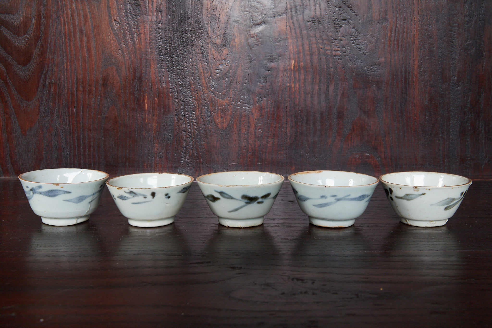 明代 古染付 草文煎茶碗 5客揃（1368–1644CE） | 入蘆花（ロカニイル）