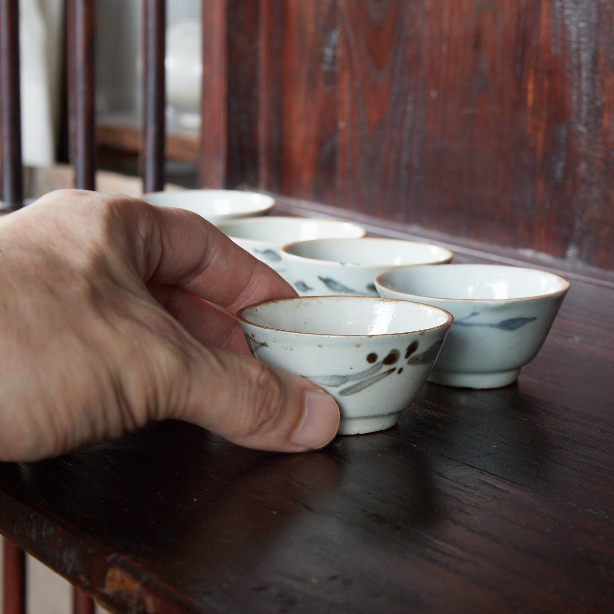 明代 古染付 草文煎茶碗 5客揃（1368–1644CE）｜詳細画像2