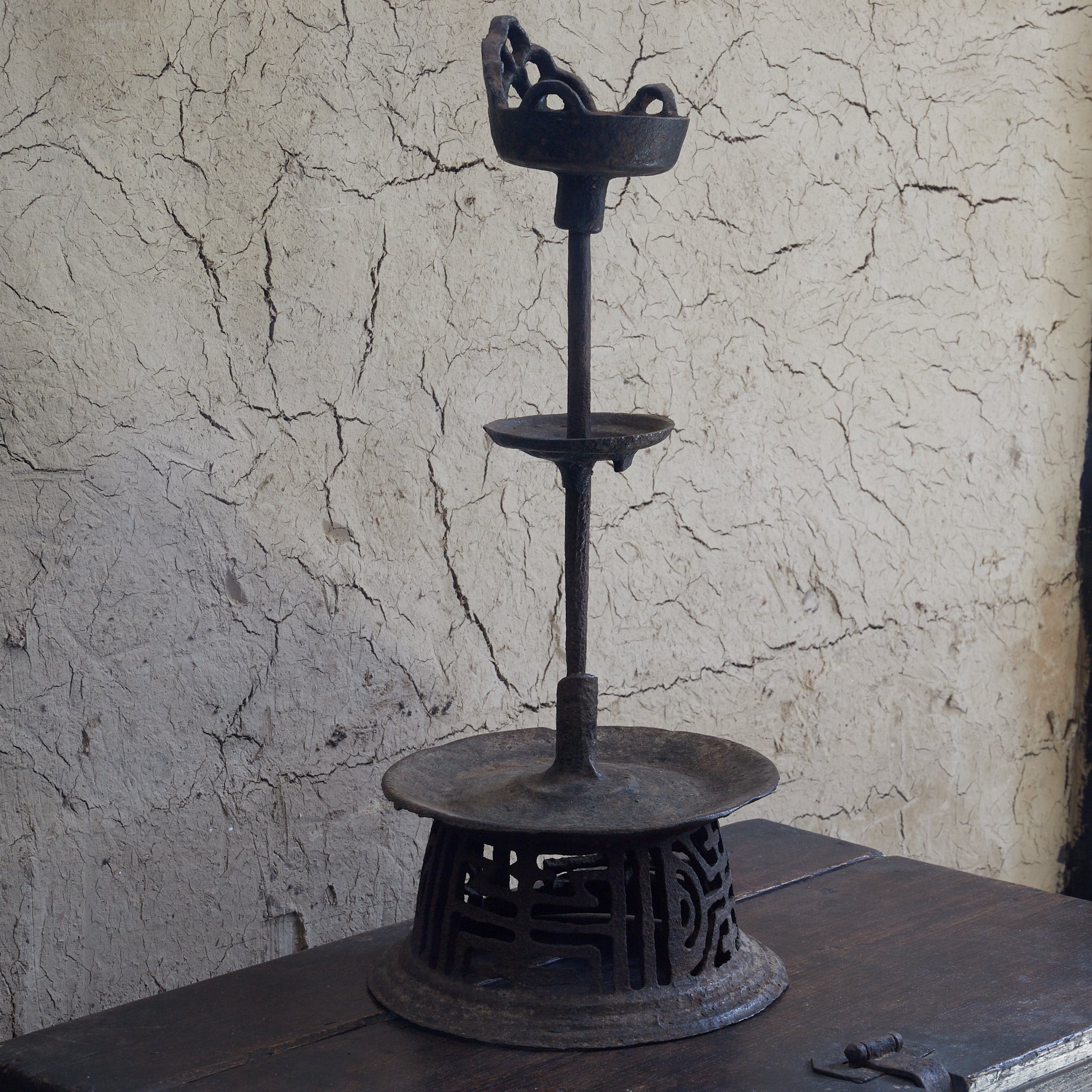 IRON CANDLESTICK, With openwork design, Joseon Dynasty (1392–1897 CE)