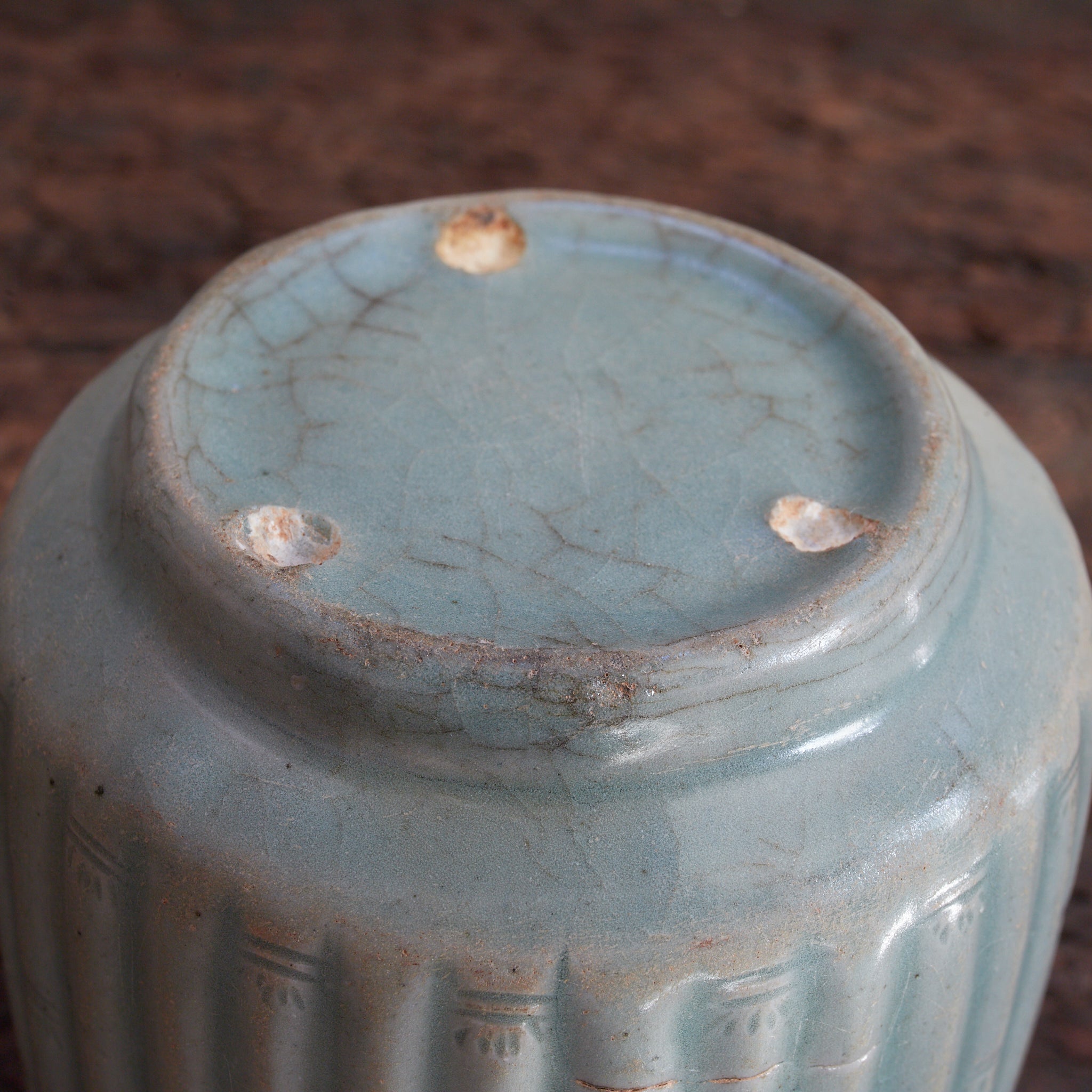 CYLINDRICAL CUP, Celadon with relief-carved bamboo-joint pattern, With wooden box, Goryeo Dynasty (918–1392 CE) | Detail image 15