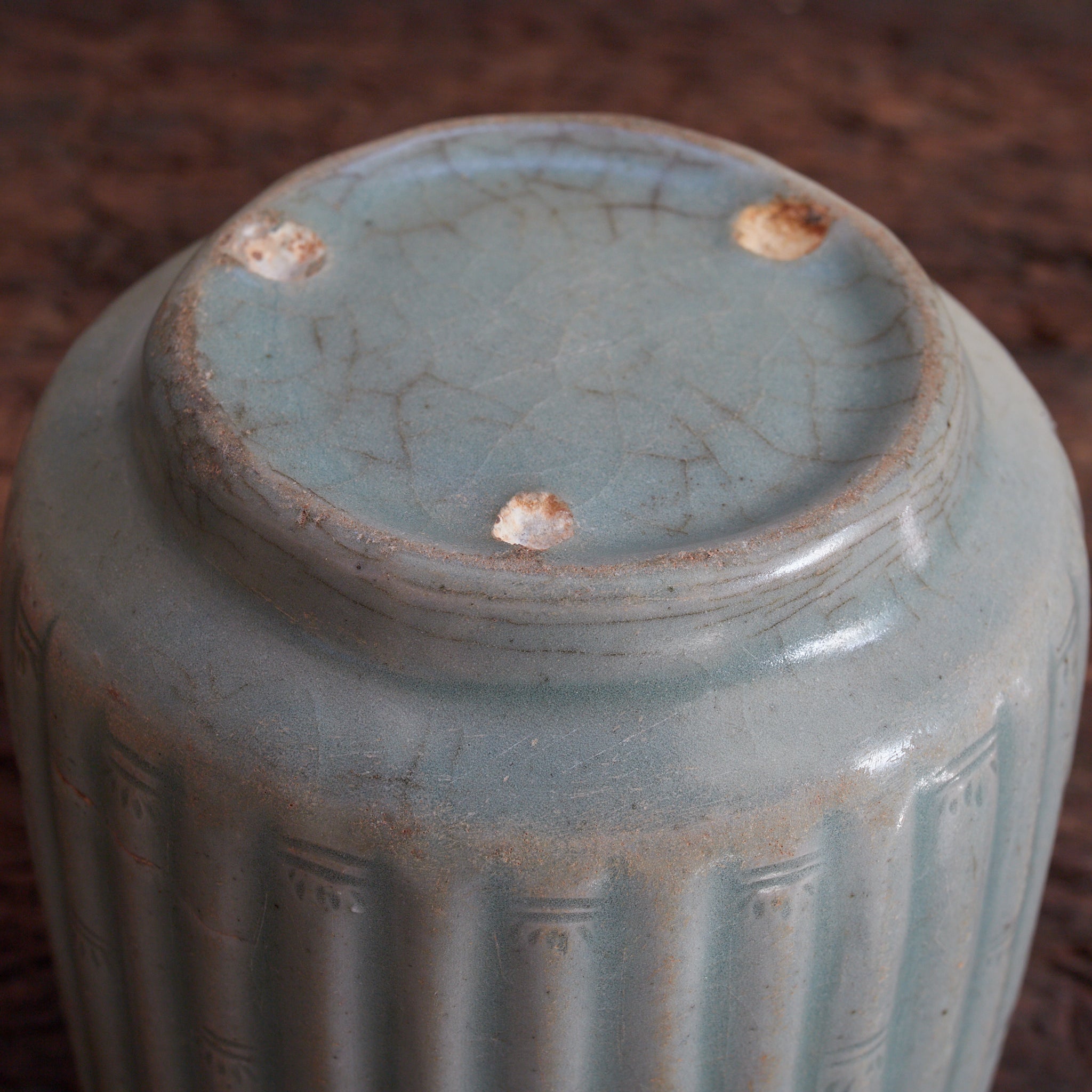 CYLINDRICAL CUP, Celadon with relief-carved bamboo-joint pattern, With wooden box, Goryeo Dynasty (918–1392 CE) | Detail image 16
