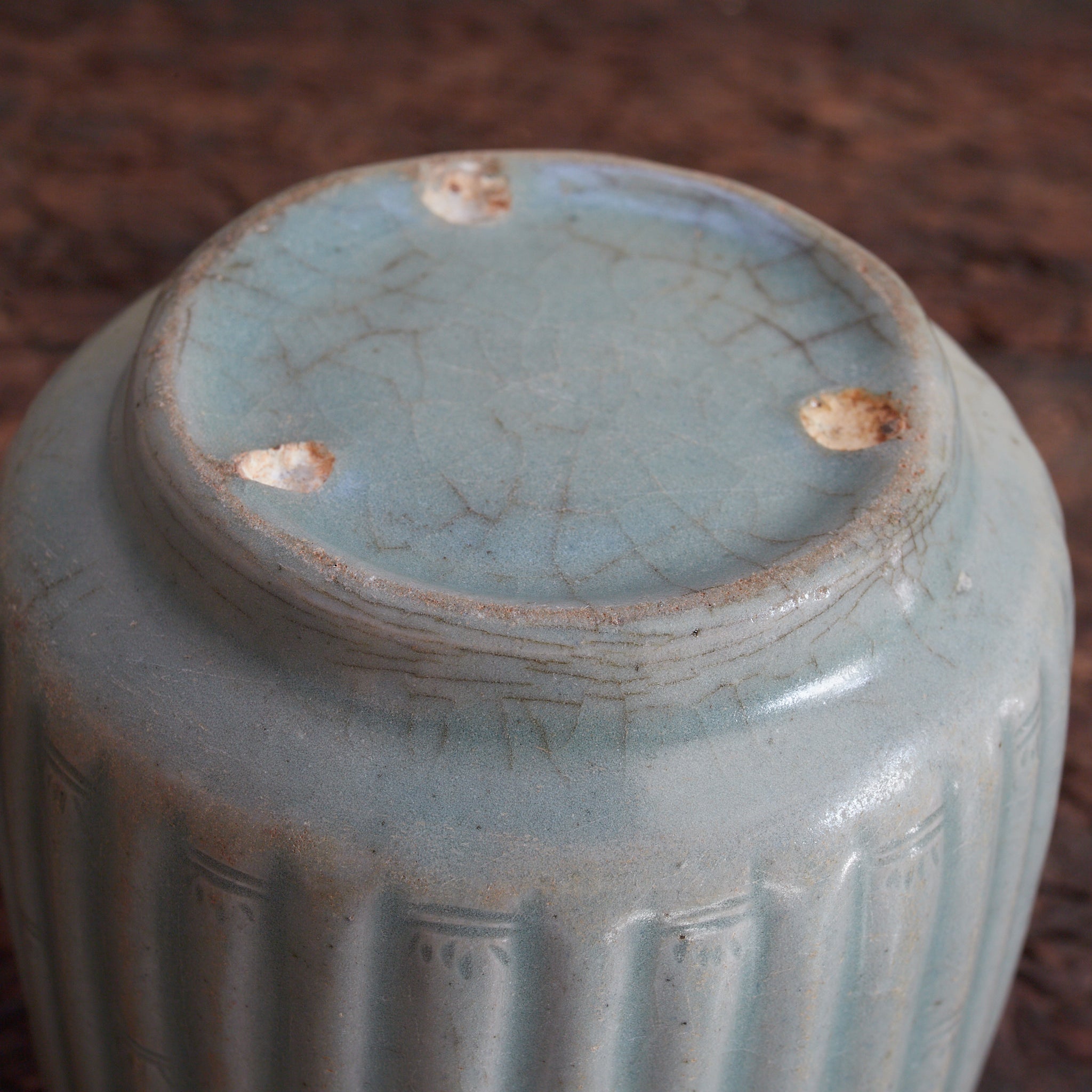 CYLINDRICAL CUP, Celadon with relief-carved bamboo-joint pattern, With wooden box, Goryeo Dynasty (918–1392 CE) | Detail image 17
