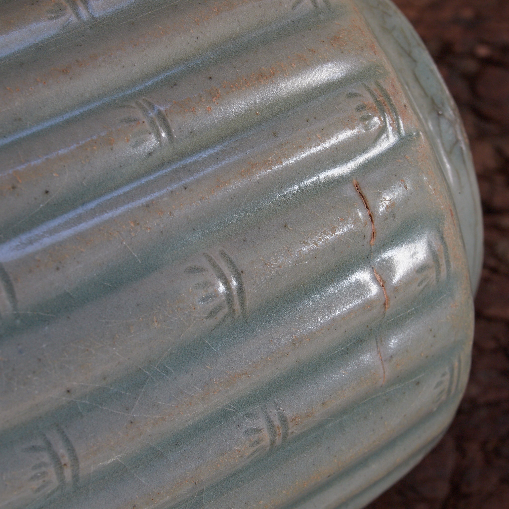 CYLINDRICAL CUP, Celadon with relief-carved bamboo-joint pattern, With wooden box, Goryeo Dynasty (918–1392 CE) | Detail image 38