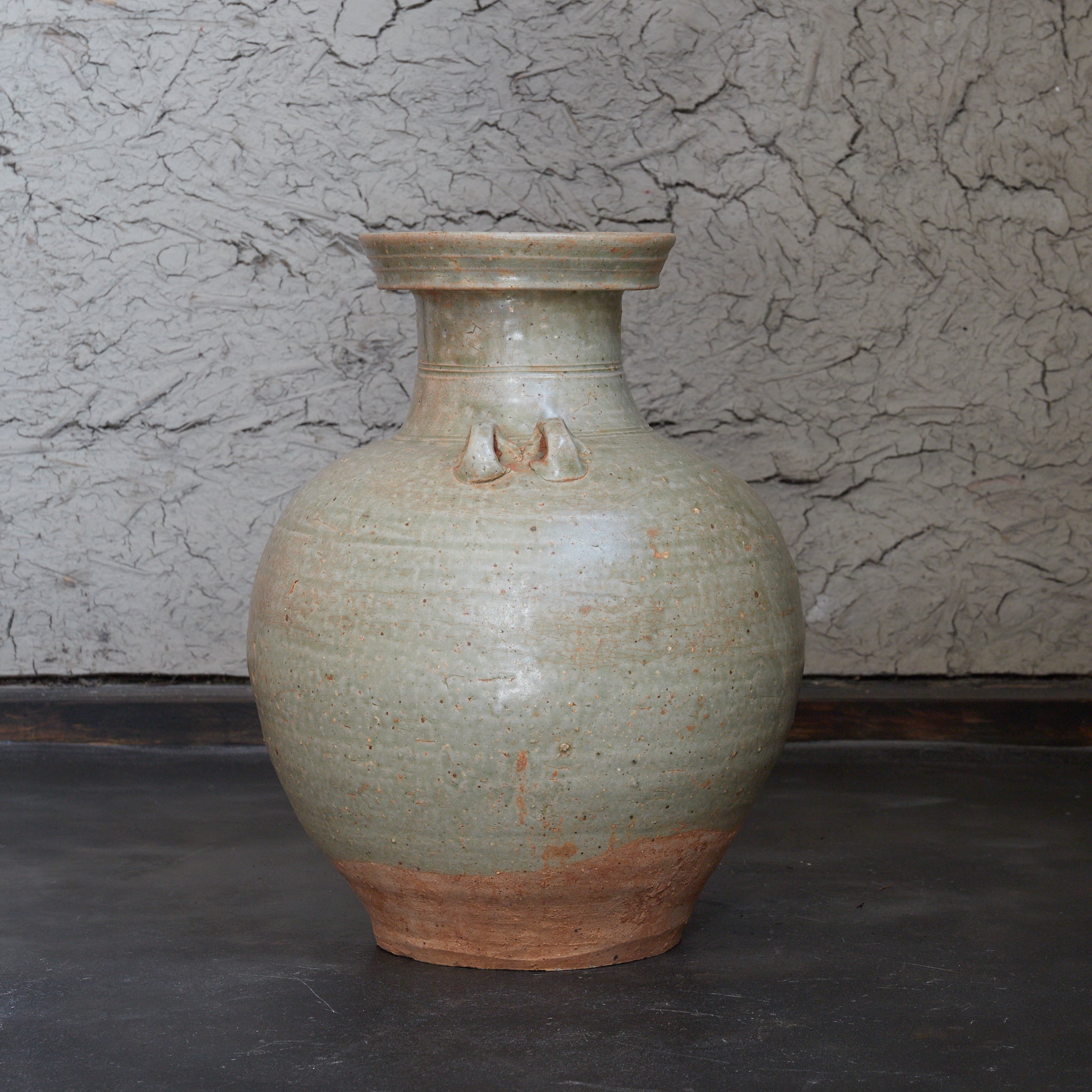 唐代 越州窯 青磁双耳盤口大瓶（618–907CE）｜詳細画像3