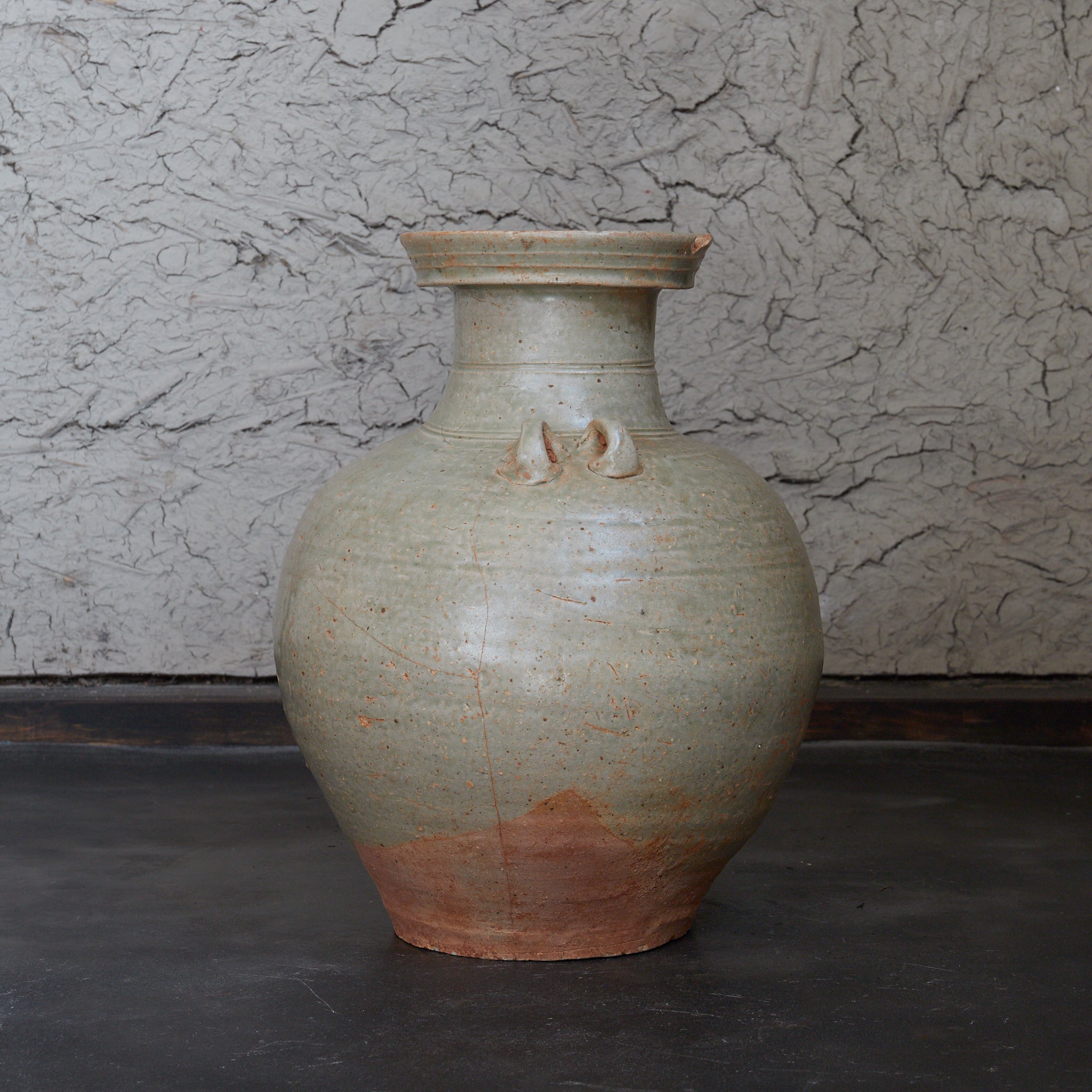 唐代 越州窯 青磁双耳盤口大瓶（618–907CE）｜詳細画像7