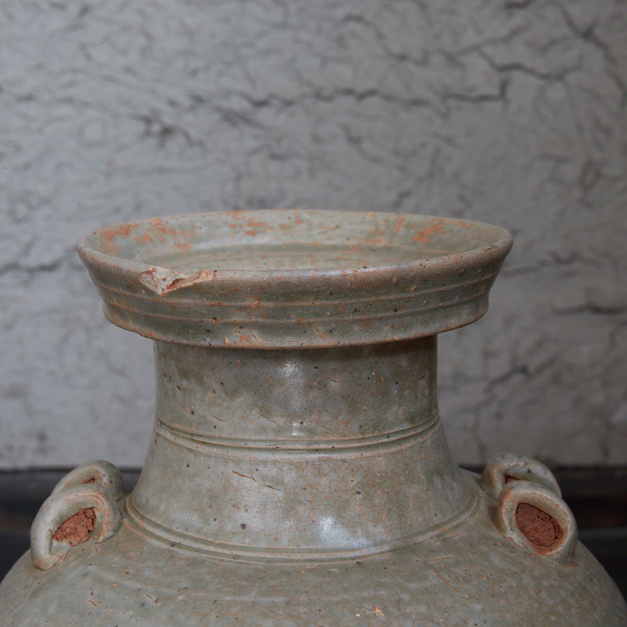 唐代 越州窯 青磁双耳盤口大瓶（618–907CE）｜詳細画像12
