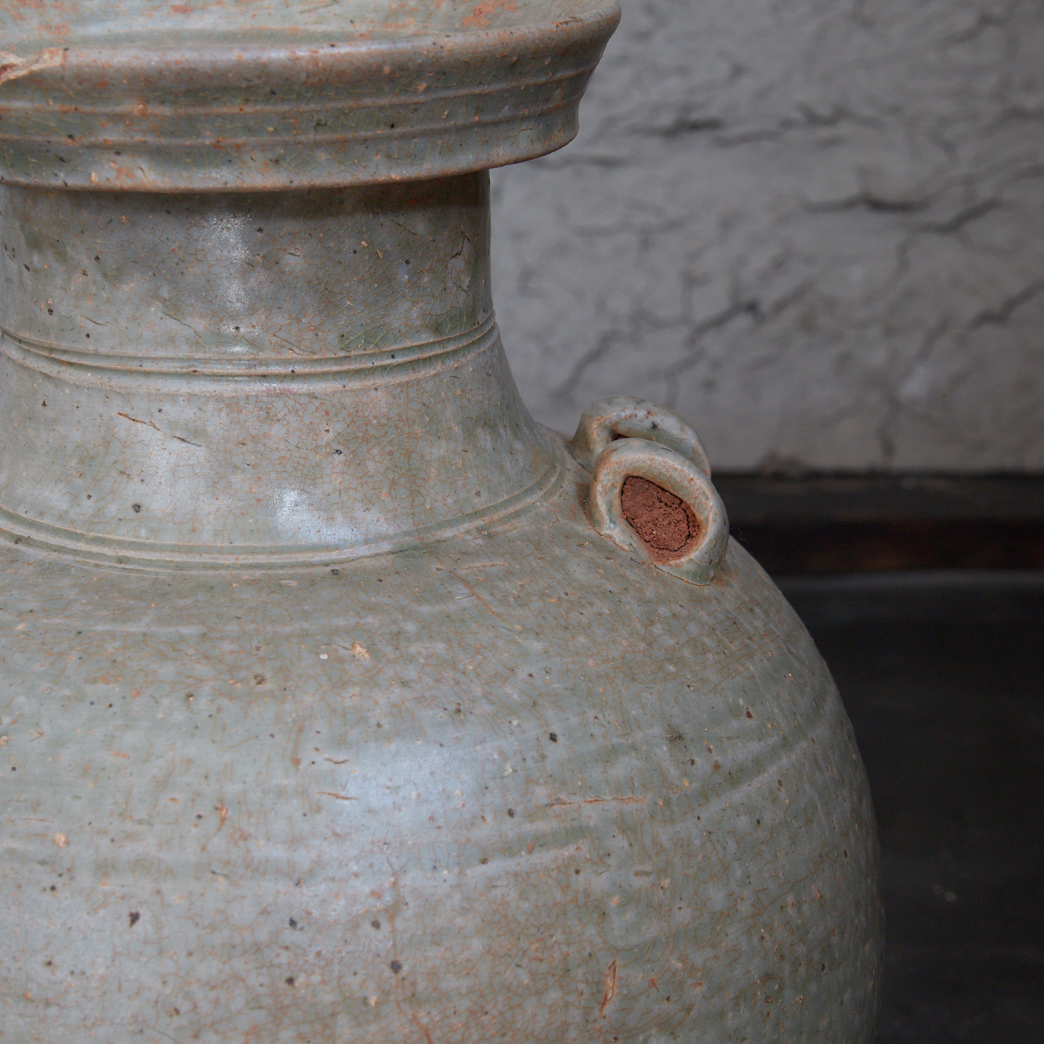 唐代 越州窯 青磁双耳盤口大瓶（618–907CE）｜詳細画像14